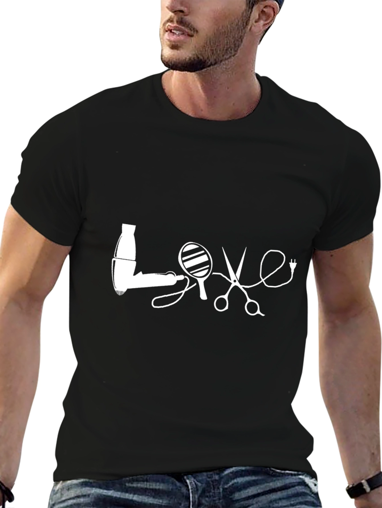 Black Hairdresser Love Graphic T-Shirt - Black view 6