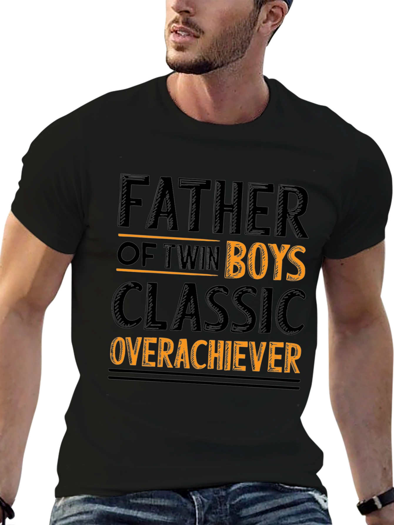 Black Father of Twin Boys Classic Overachiever T-Shirt view 6