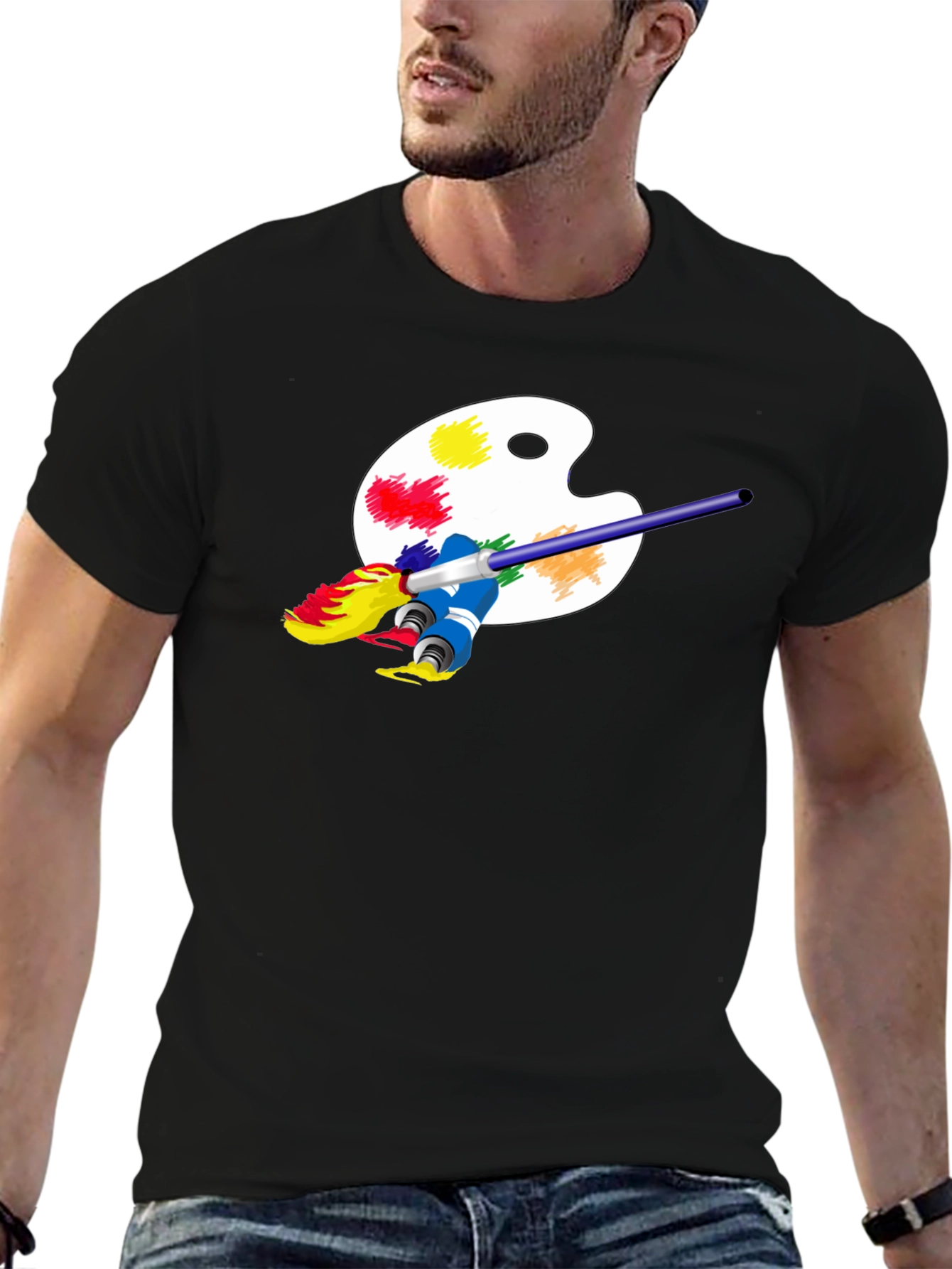 Black Artist Palette Black T-Shirt view 6