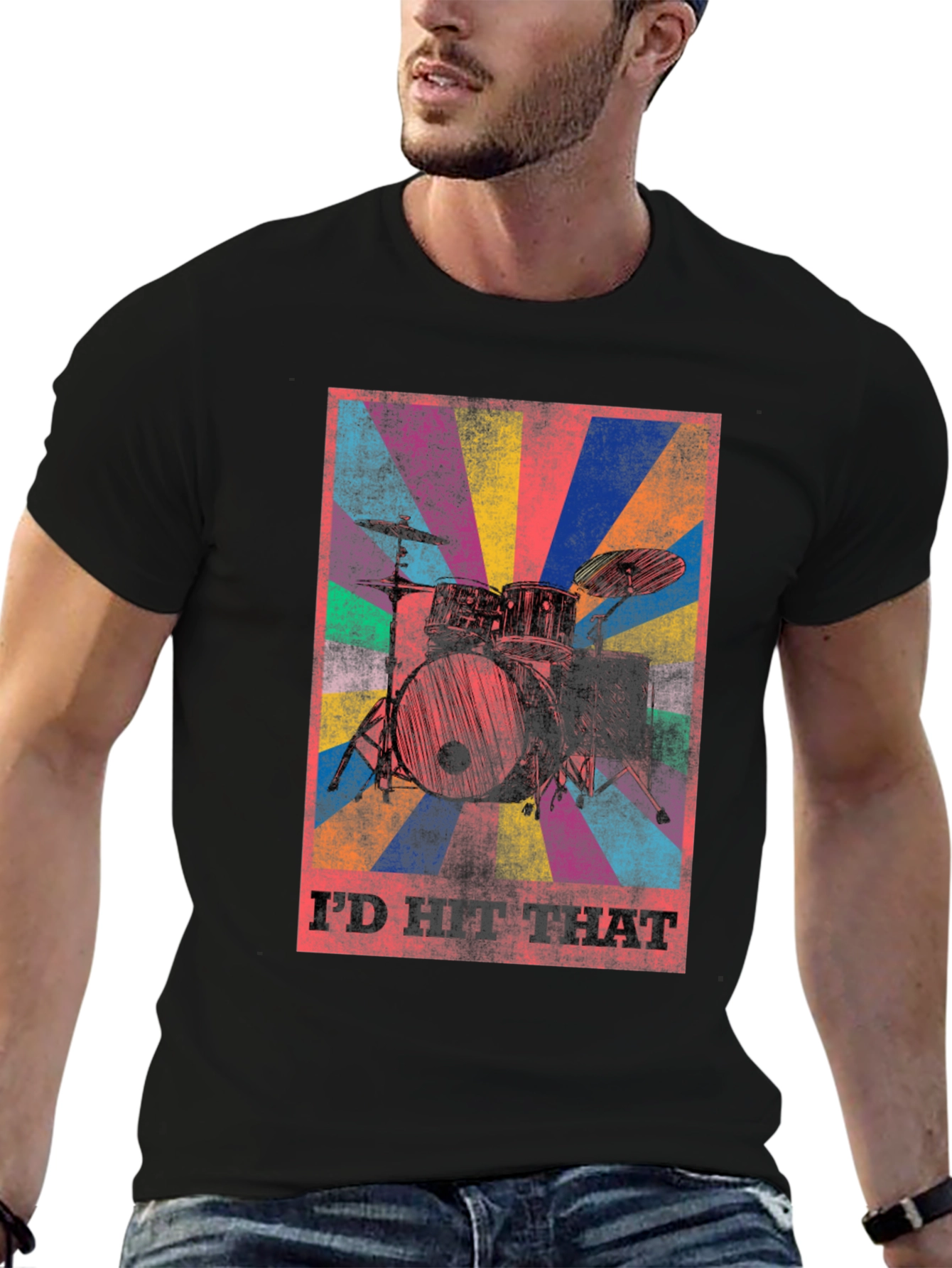Black I'd Hit That Drum Kit Graphic Tee - Black view 6