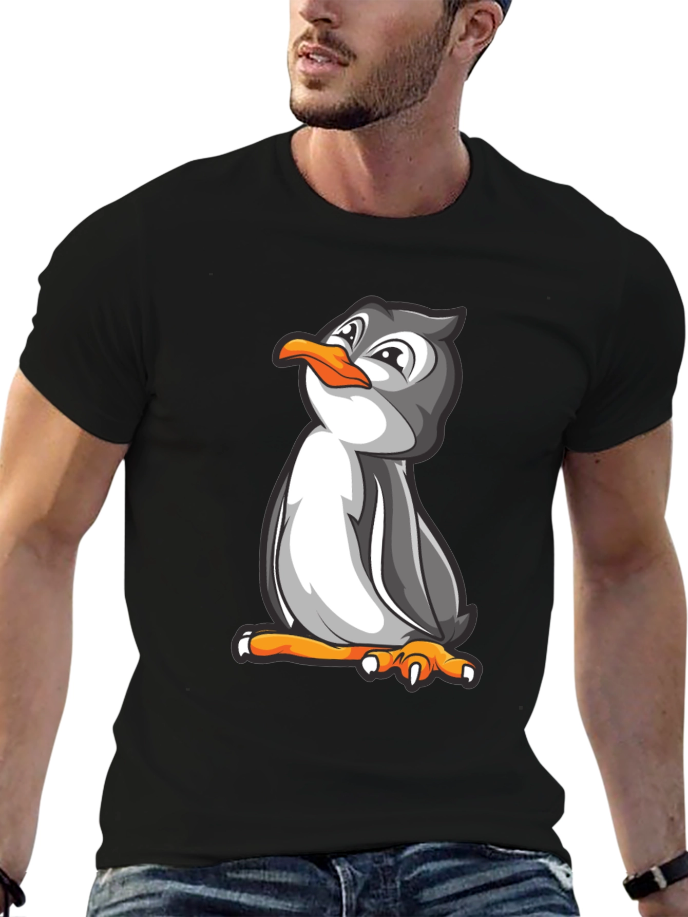 Black Penguin Graphic Tee - Black Cotton Blend Comfort Fit view 6