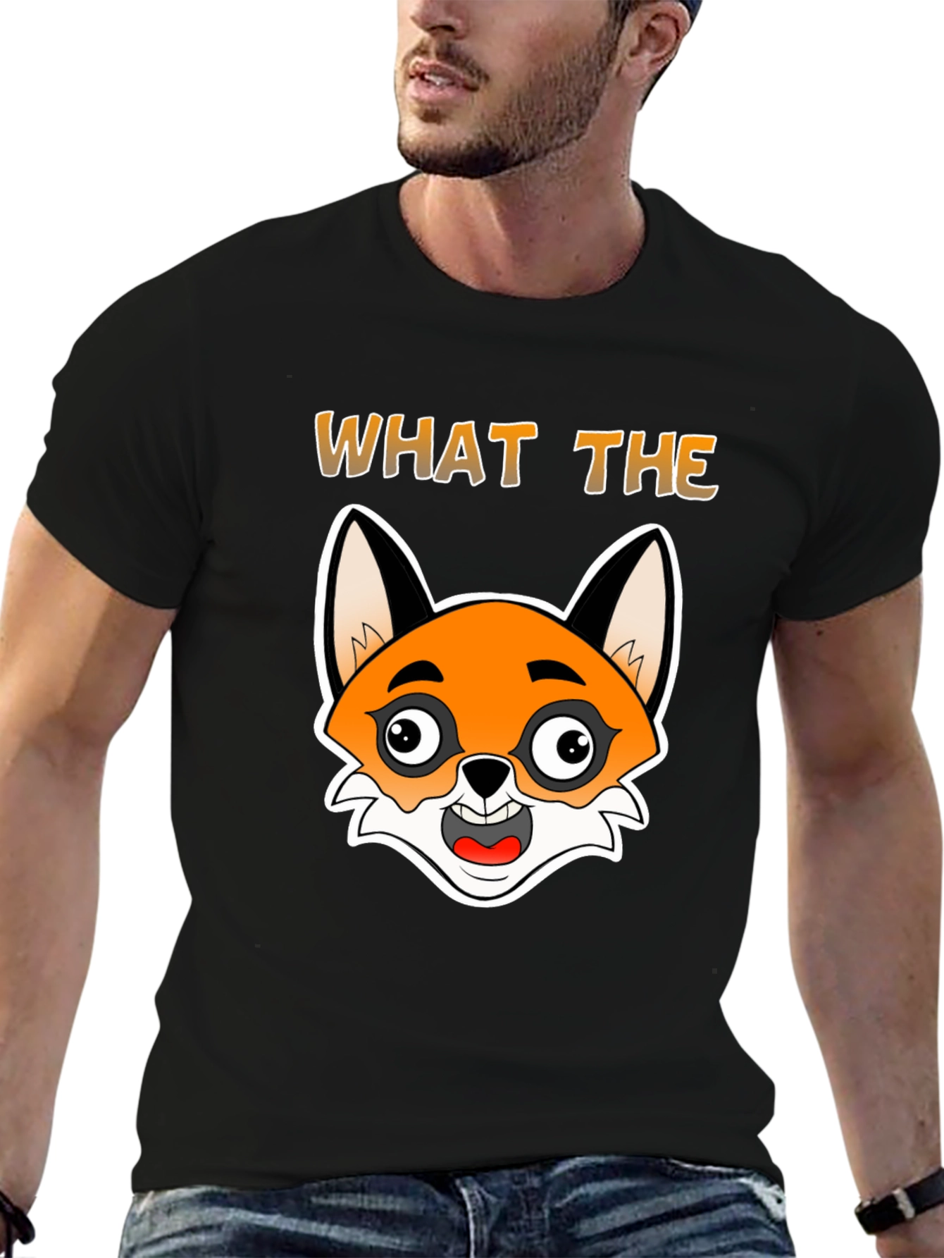 Black What the Fox T-Shirt - Funny Cartoon Animal Tee view 6