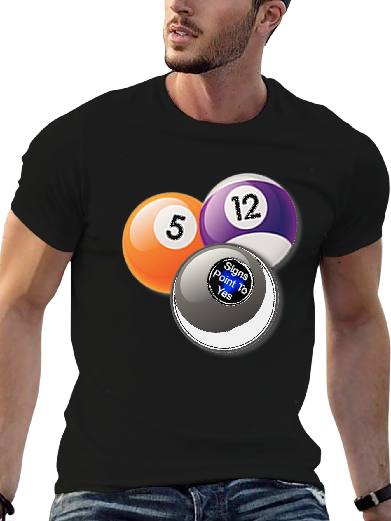 Black Billiards Graphic T-Shirt - Novelty Pool Ball Tee view 6