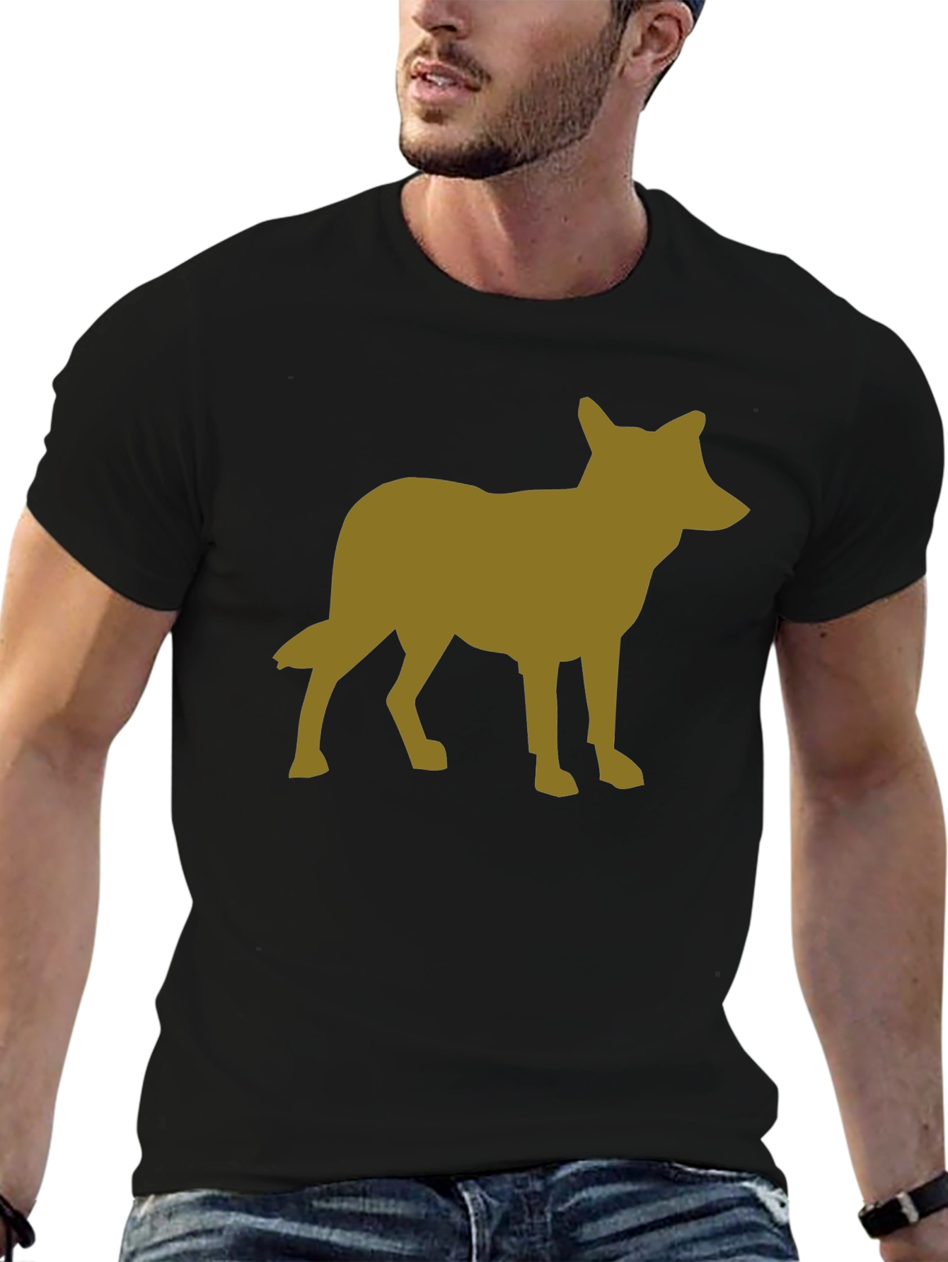 Black Coyote Silhouette Graphic Black T-Shirt view 6