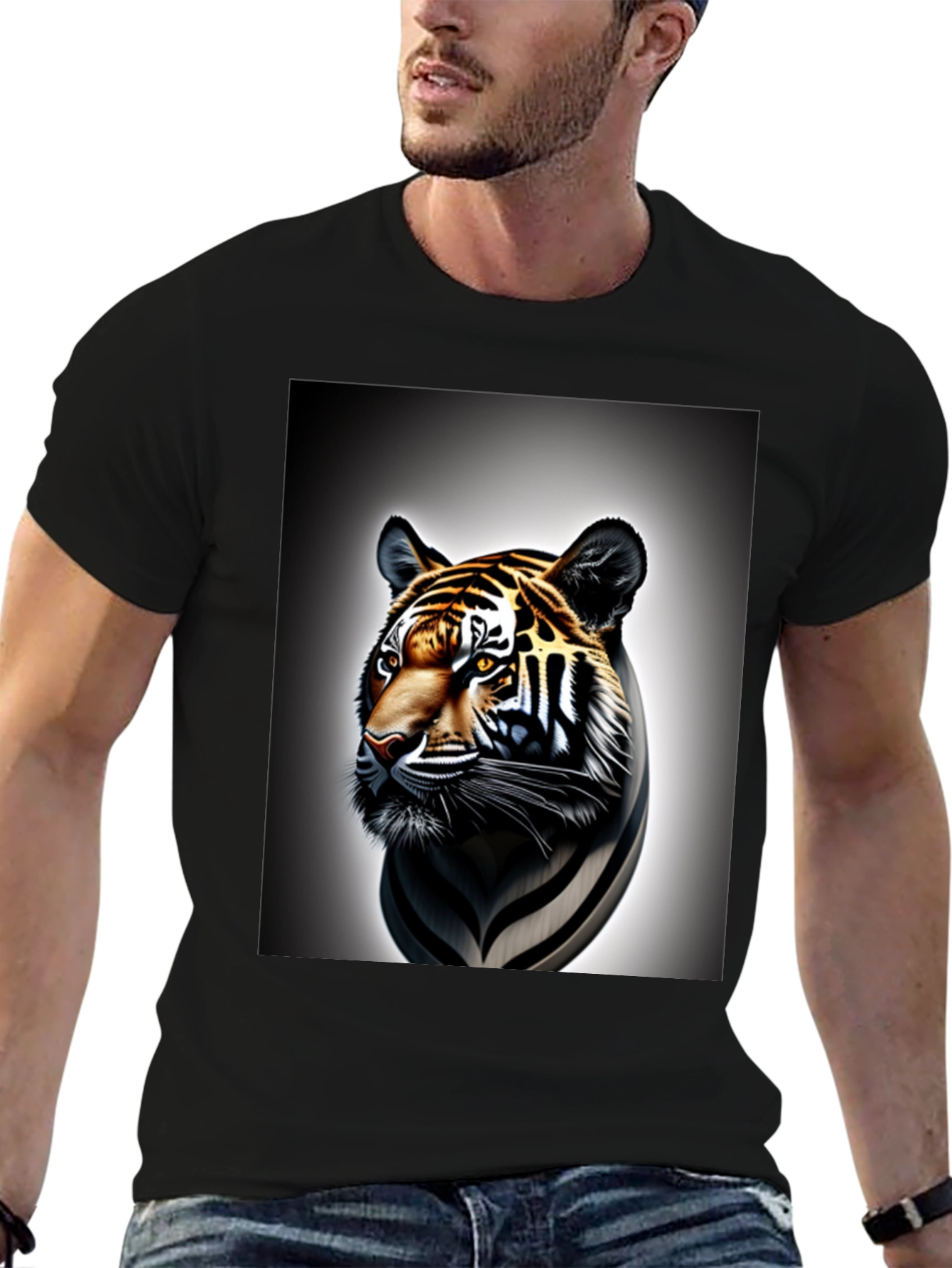 Black Tiger Graphic Tee - Cool Animal Print Shirt view 6