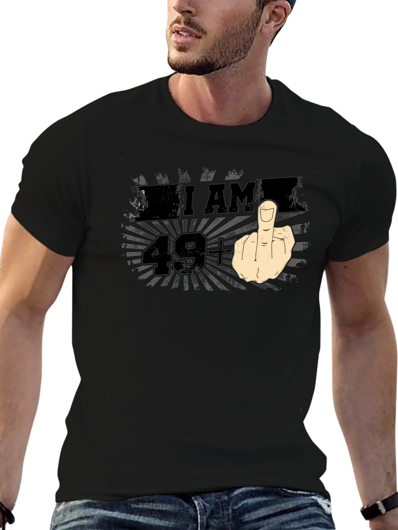 Black I AM 49+ Middle Finger Graphic T-Shirt view 6