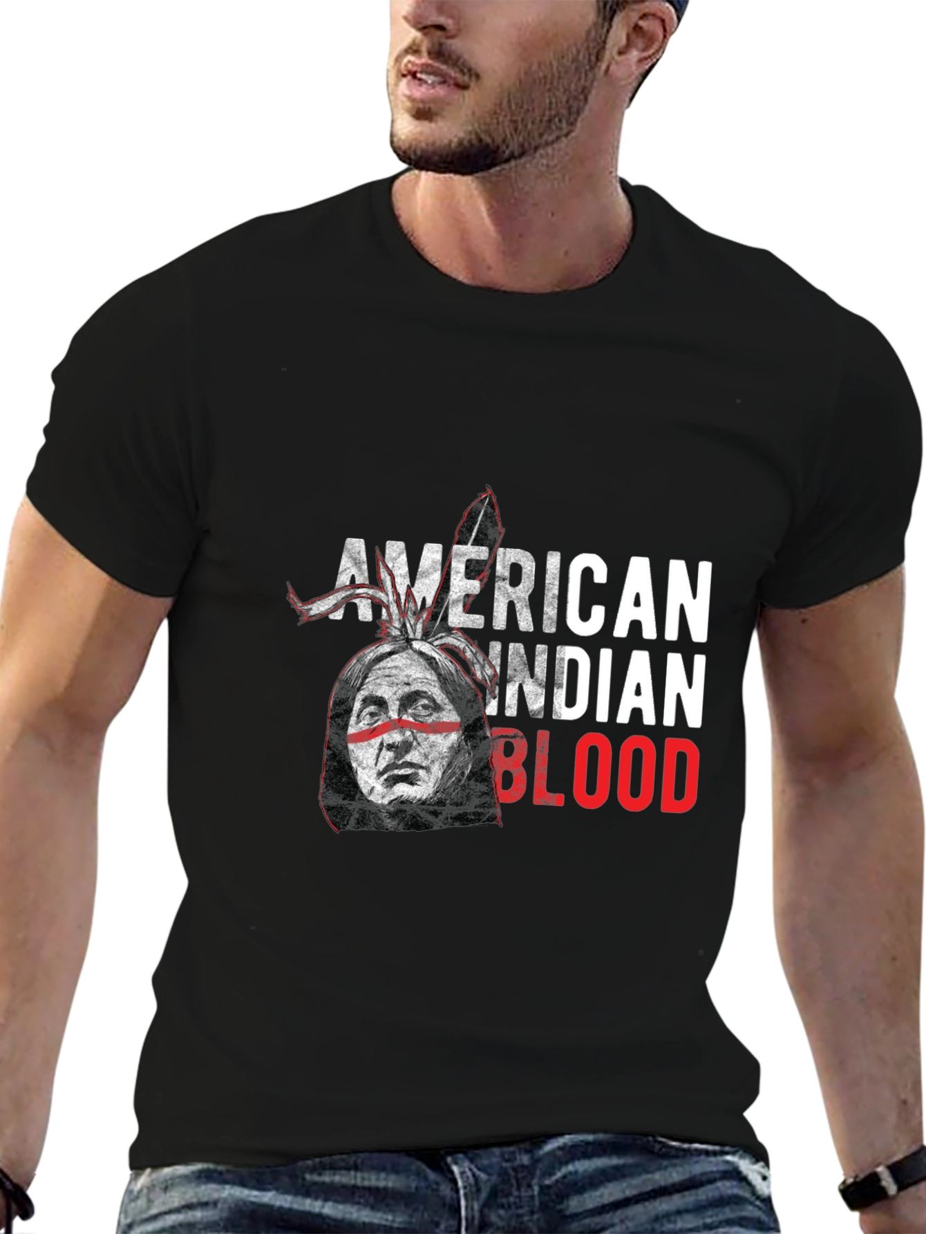 Black American Indian Blood Graphic Tee view 6