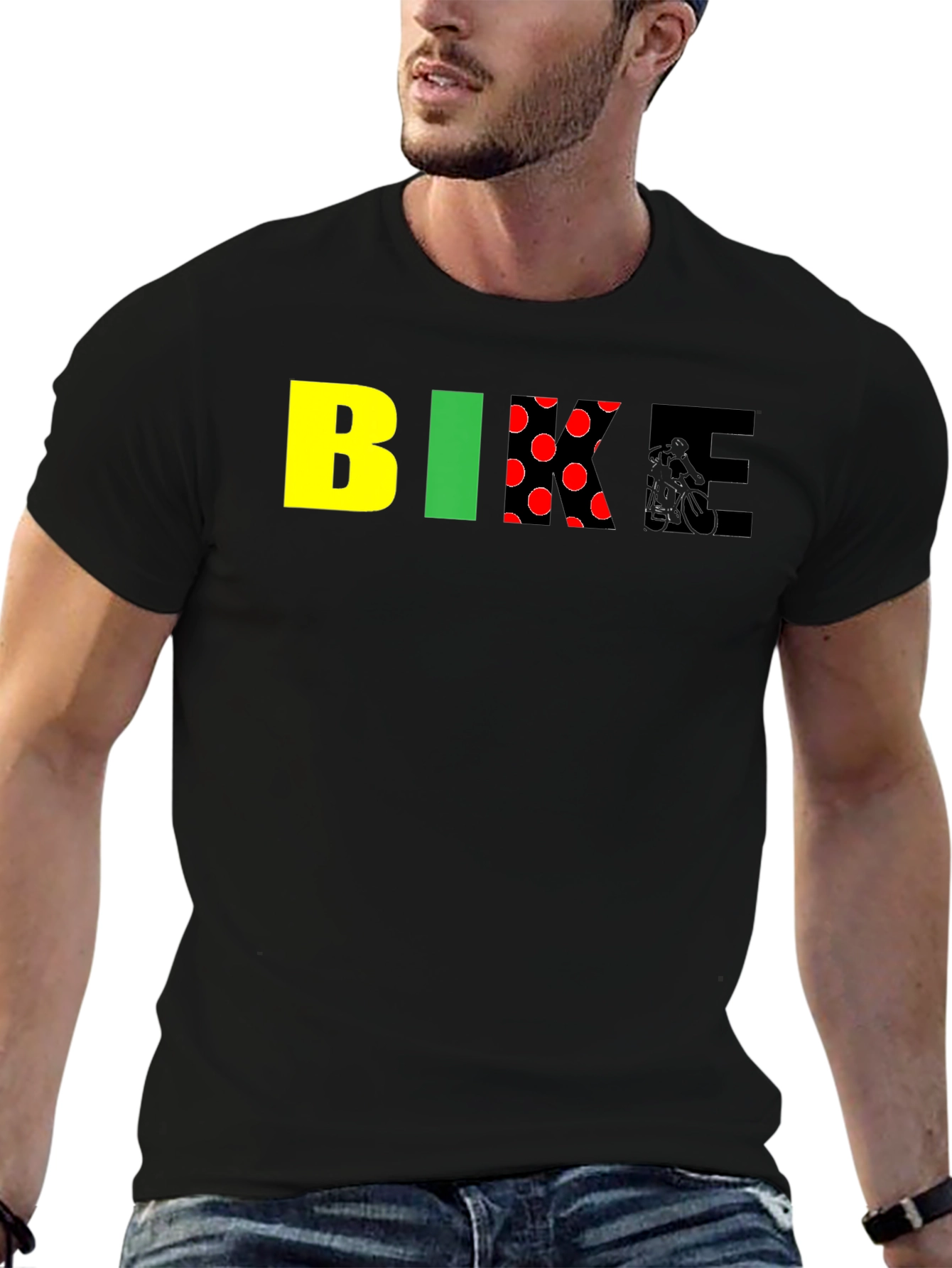 Black Bike Graphic Tee - Black Cotton Blend view 6