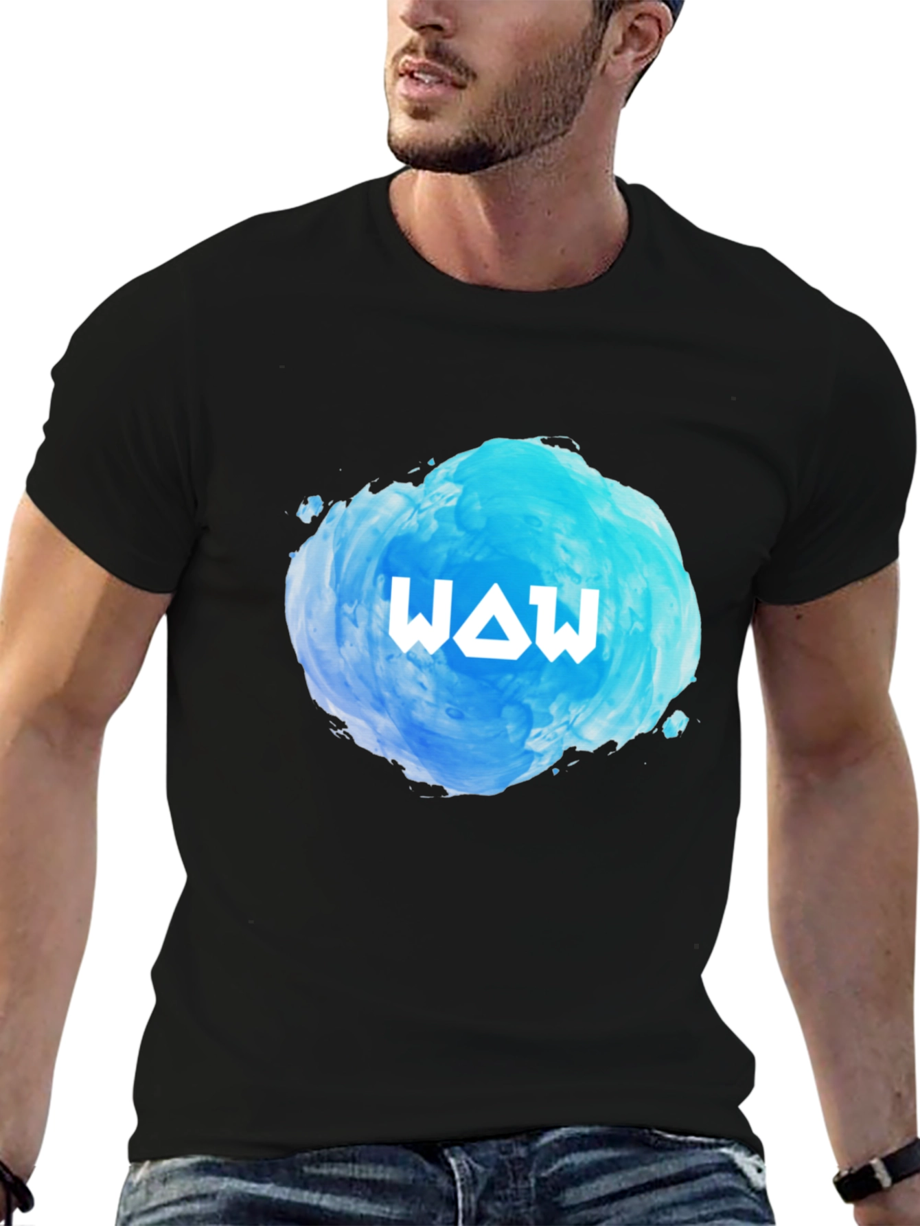 Black WAW Graphic Black T-Shirt - Cool Design view 6
