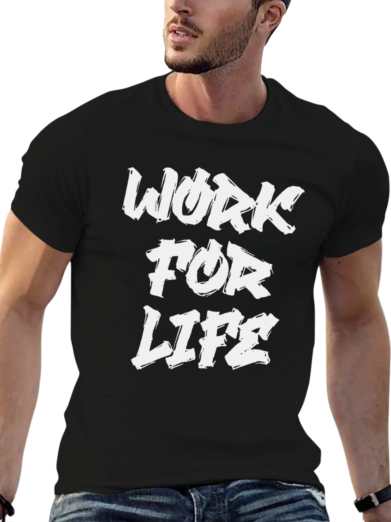 Black Work For Life T-Shirt - Motivational Black Tee view 6