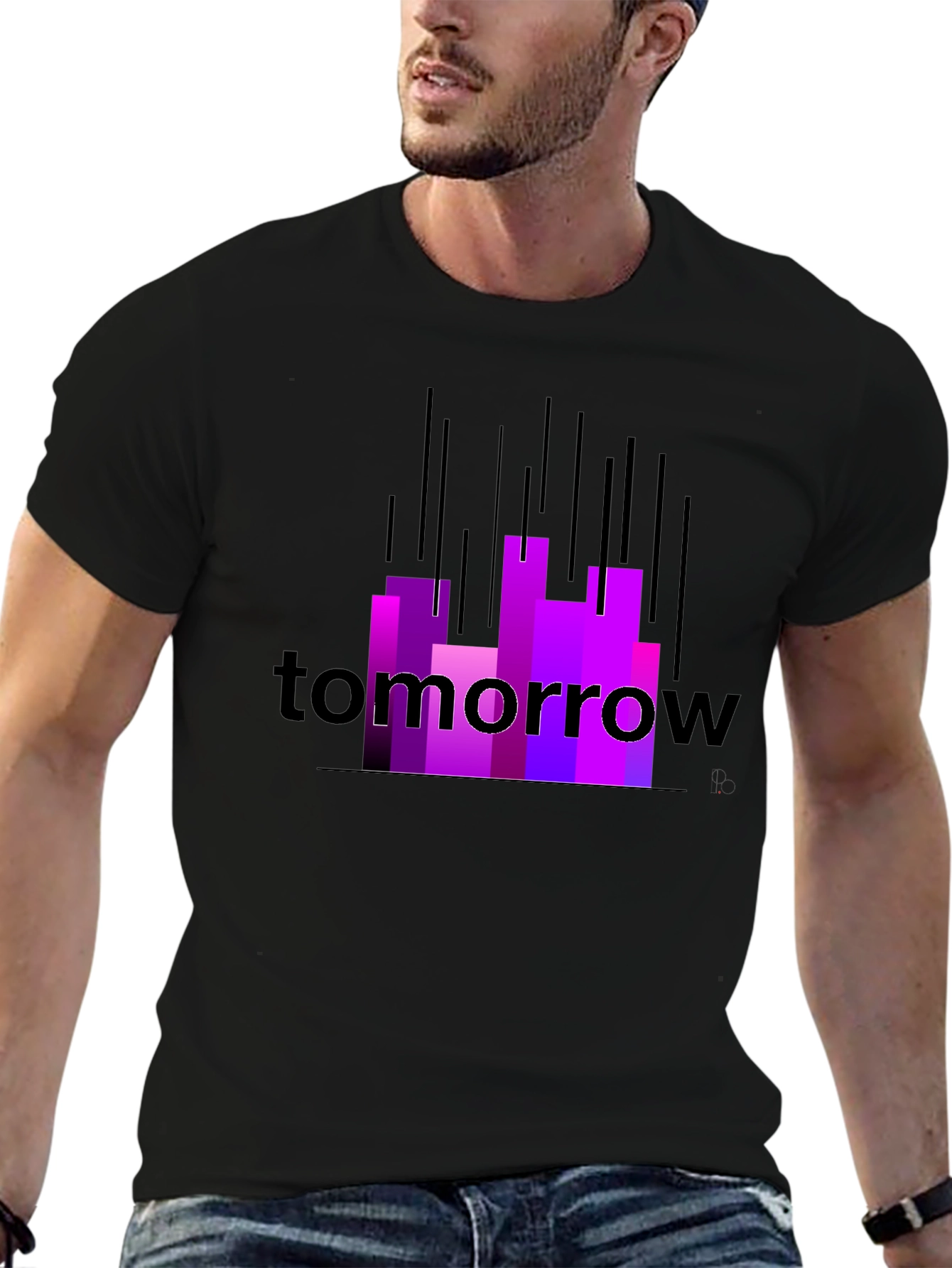 Black Tomorrow Graphic Tee - Modern Cityscape Design view 6
