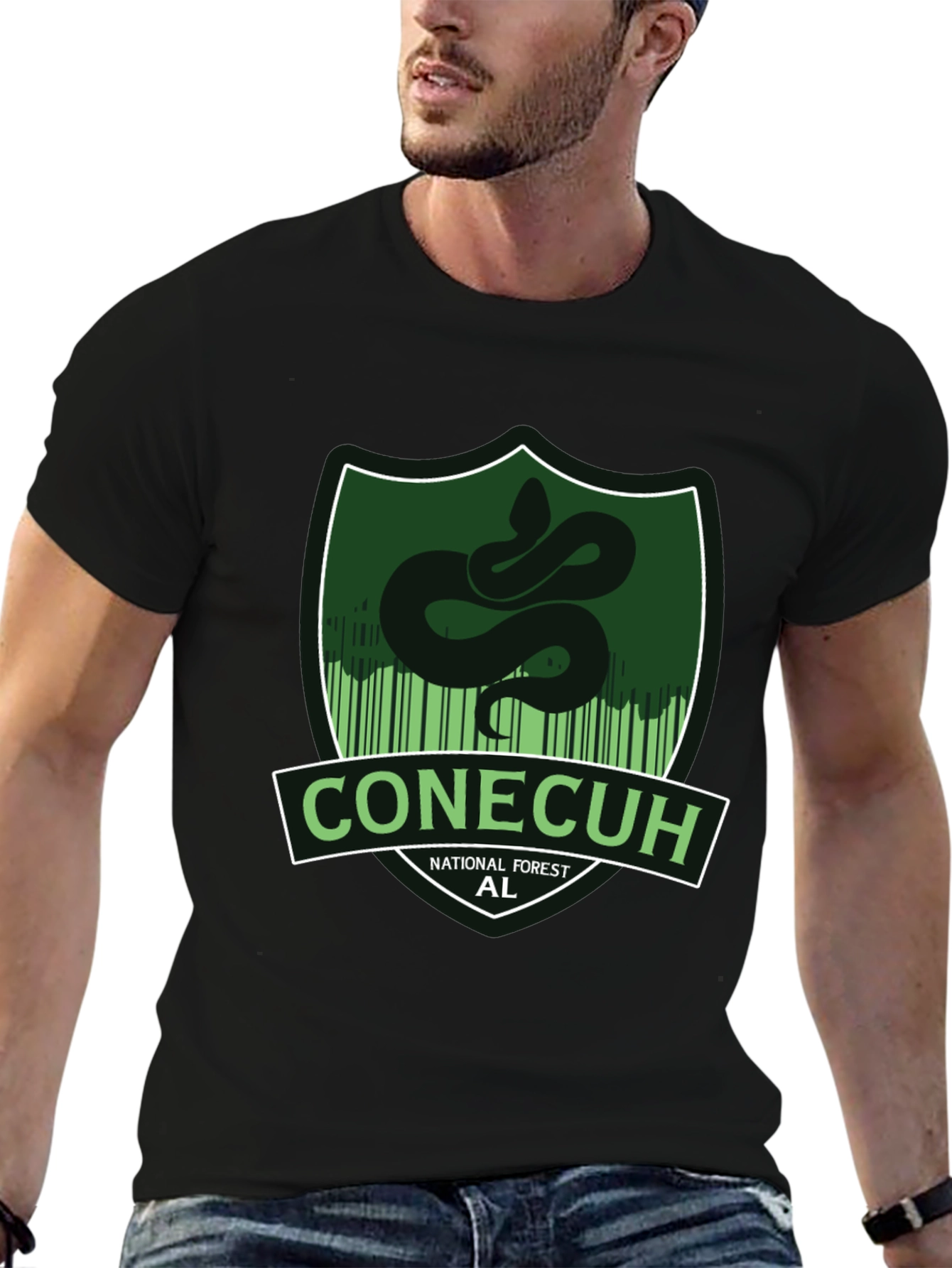 Black Conecuh National Forest Snake Graphic T-Shirt view 6