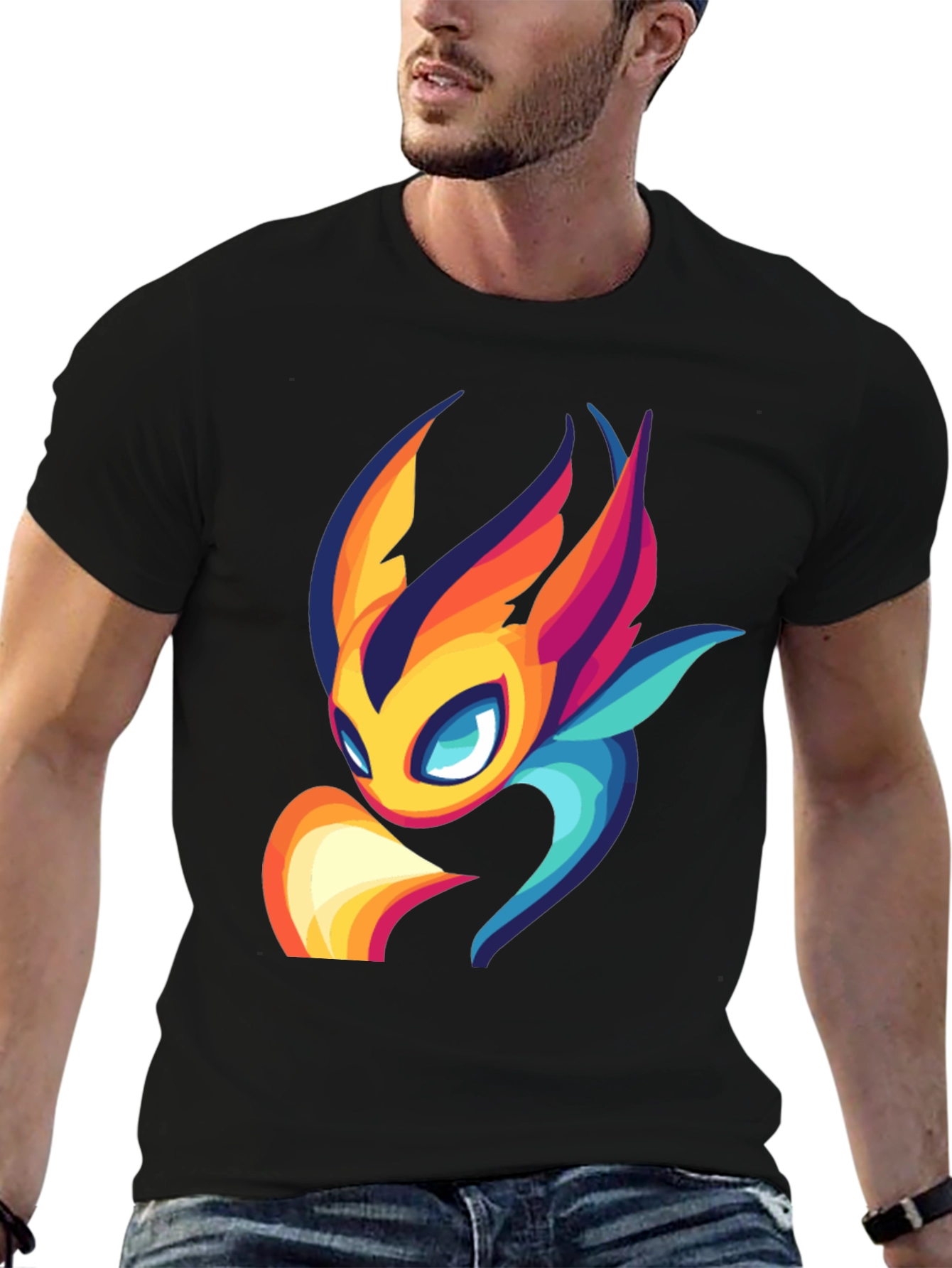 Black Vibrant Graphic Tee - Ori Spirit Design view 6