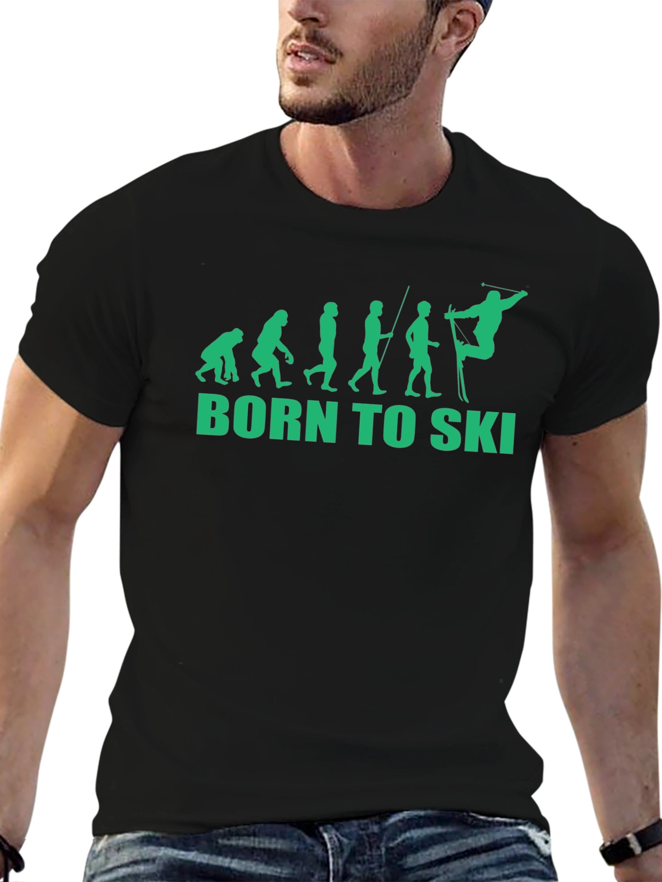Black Born to Ski Evolution T-Shirt view 6