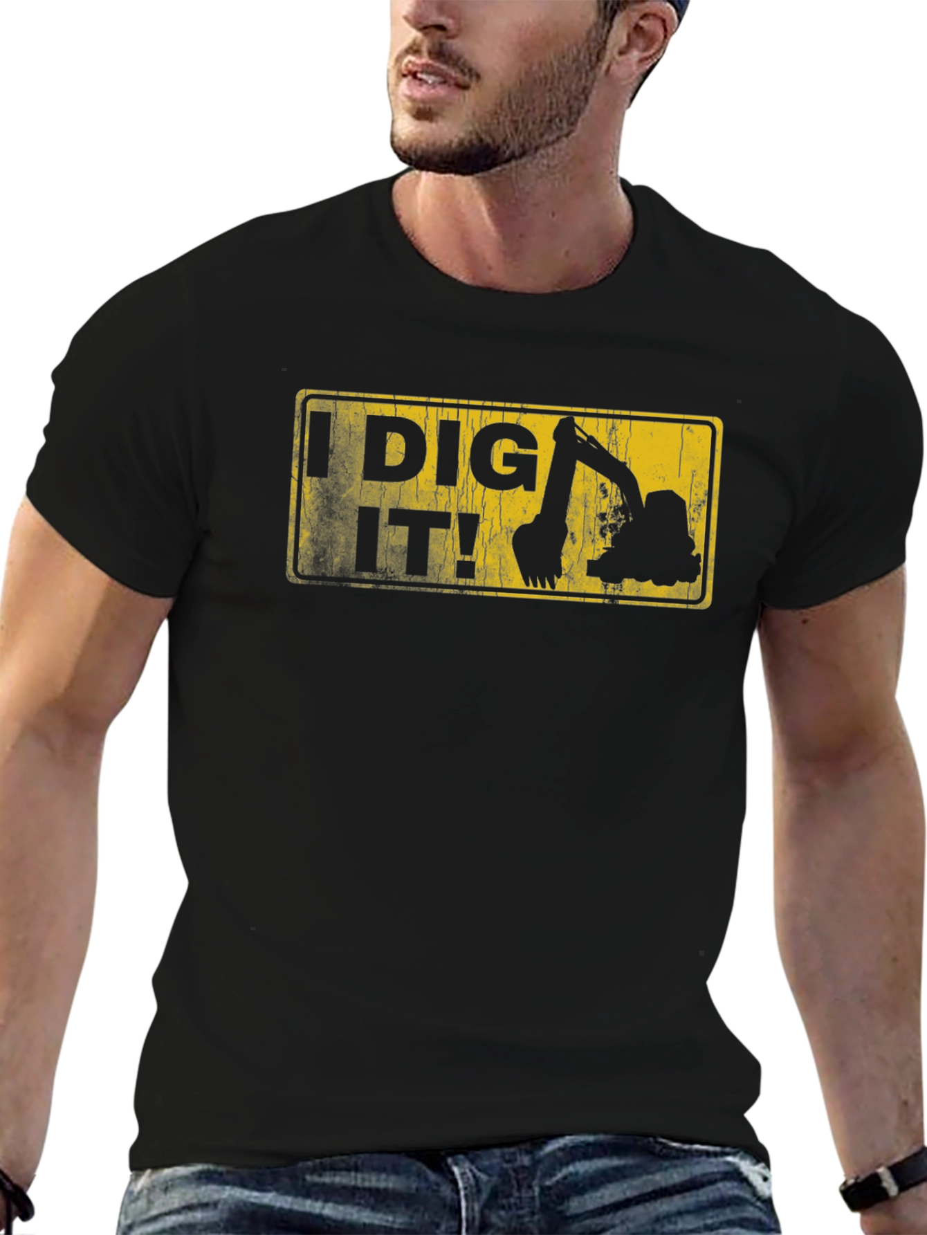 Black I Dig It! Excavator Graphic Tee - Black view 6