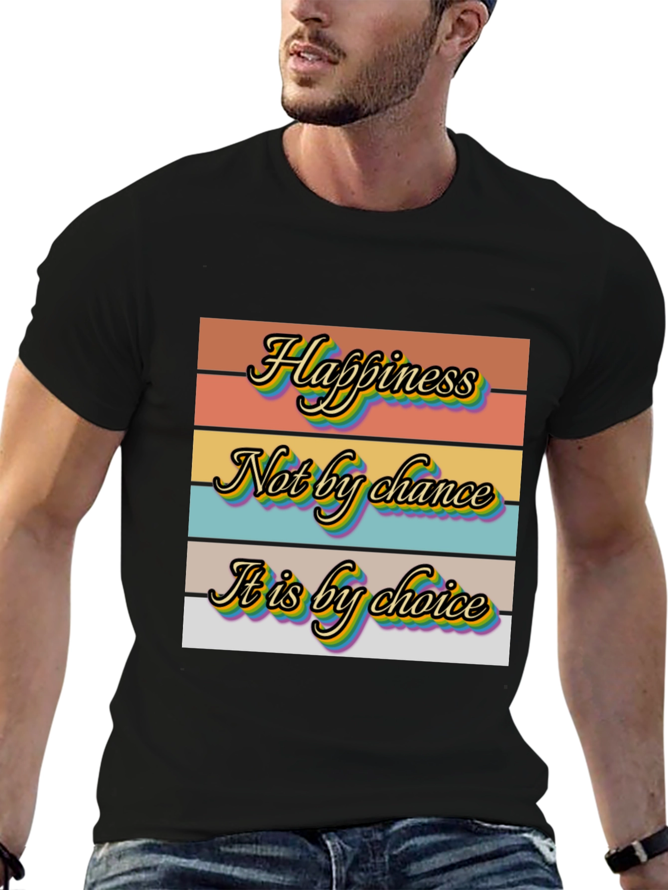 Black Happiness Choice Graphic T-Shirt view 6