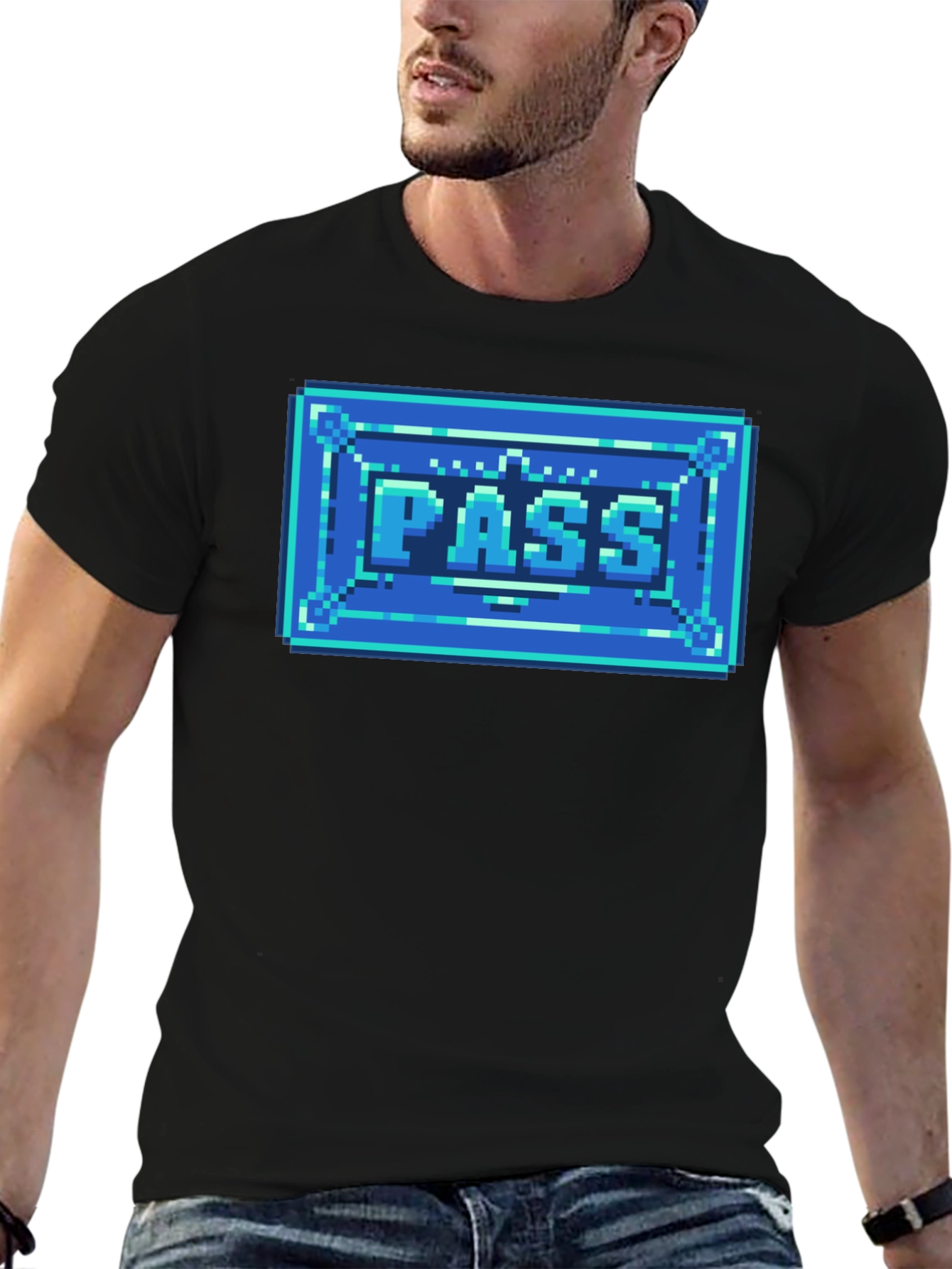 Black 8-Bit Pass T-Shirt - Retro Gaming Style view 6