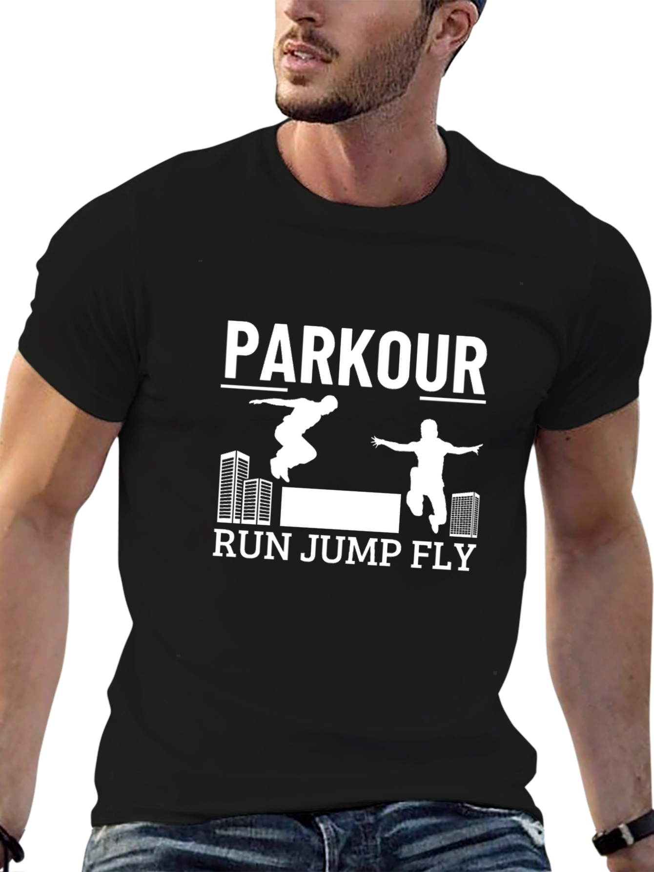 Black Parkour Run Jump Fly Black T-Shirt view 6