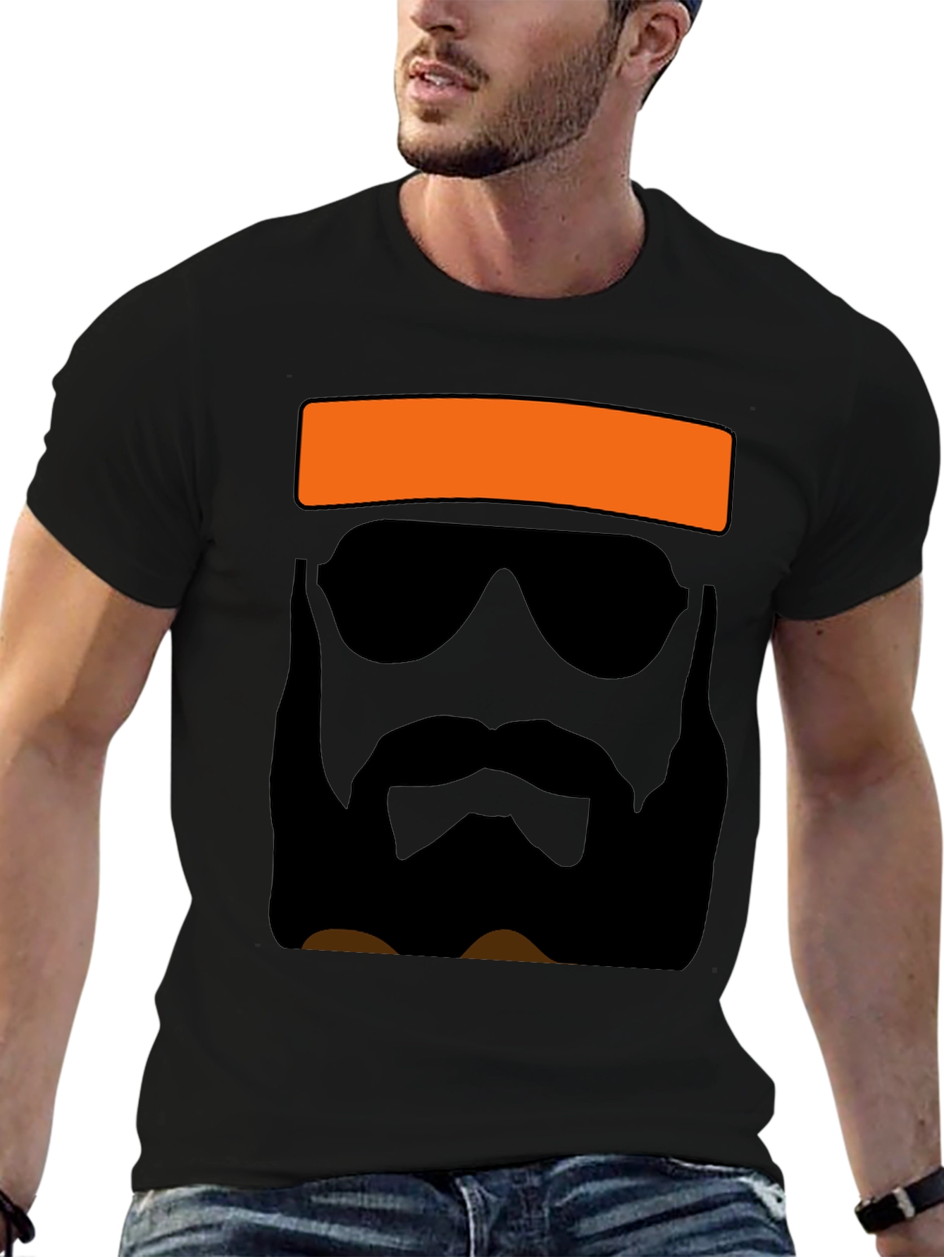 Black Cool Bearded Man Graphic Tee - Black view 6