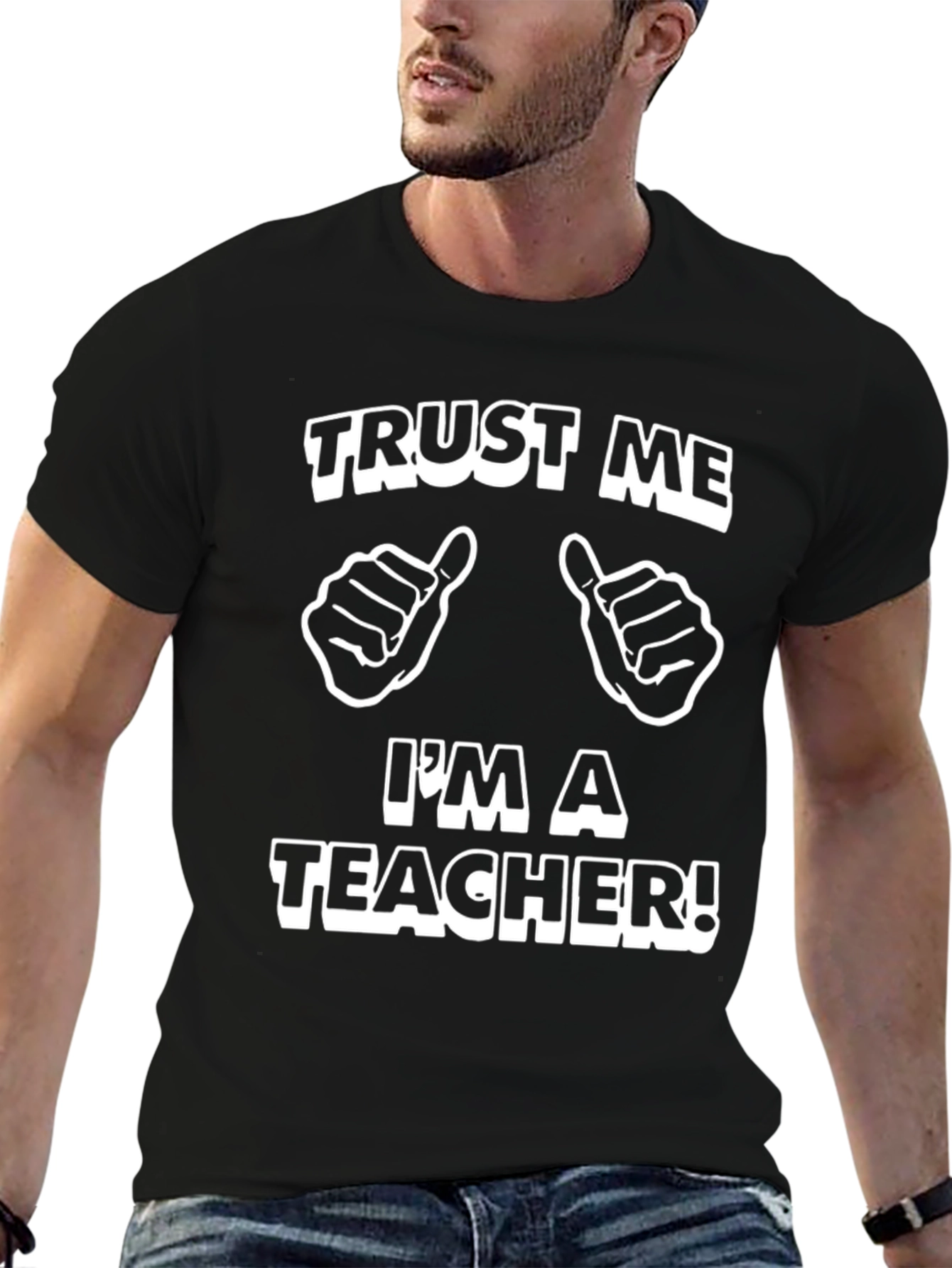 Black Trust Me I'm A Teacher Funny T-Shirt view 6