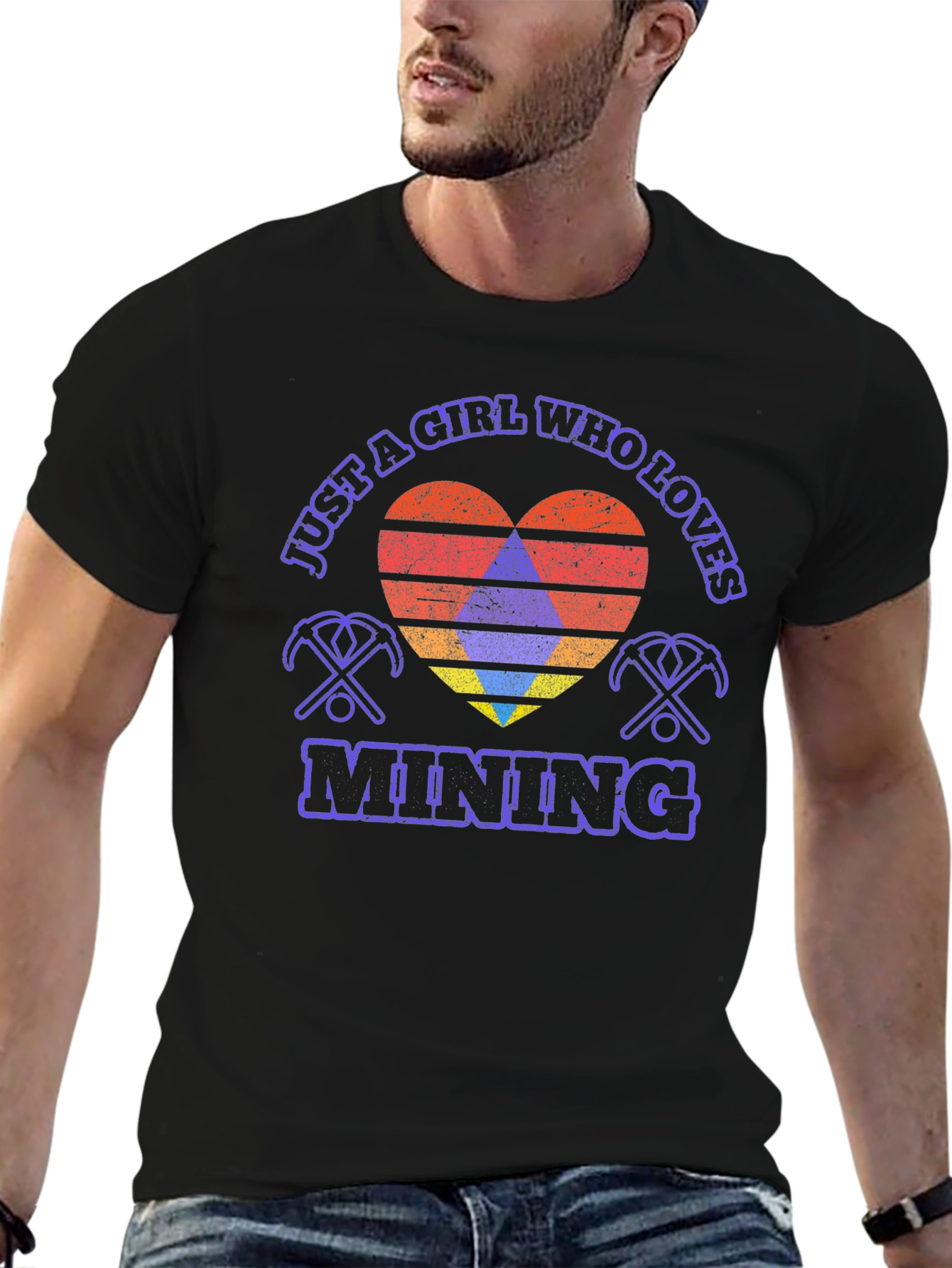 Black Just a Girl Who Loves Mining T-Shirt view 6
