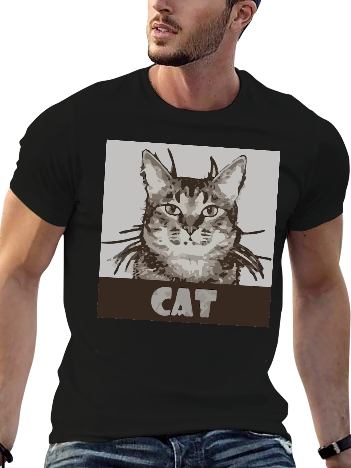 Black Cat Graphic Tee - Unisex Black T-Shirt view 6