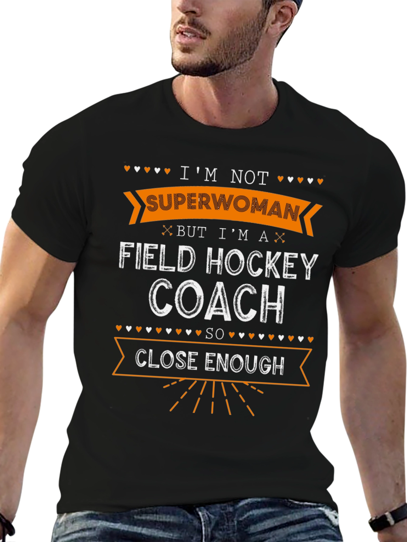 Black Field Hockey Coach T-Shirt - I'm Not Superwoman view 6