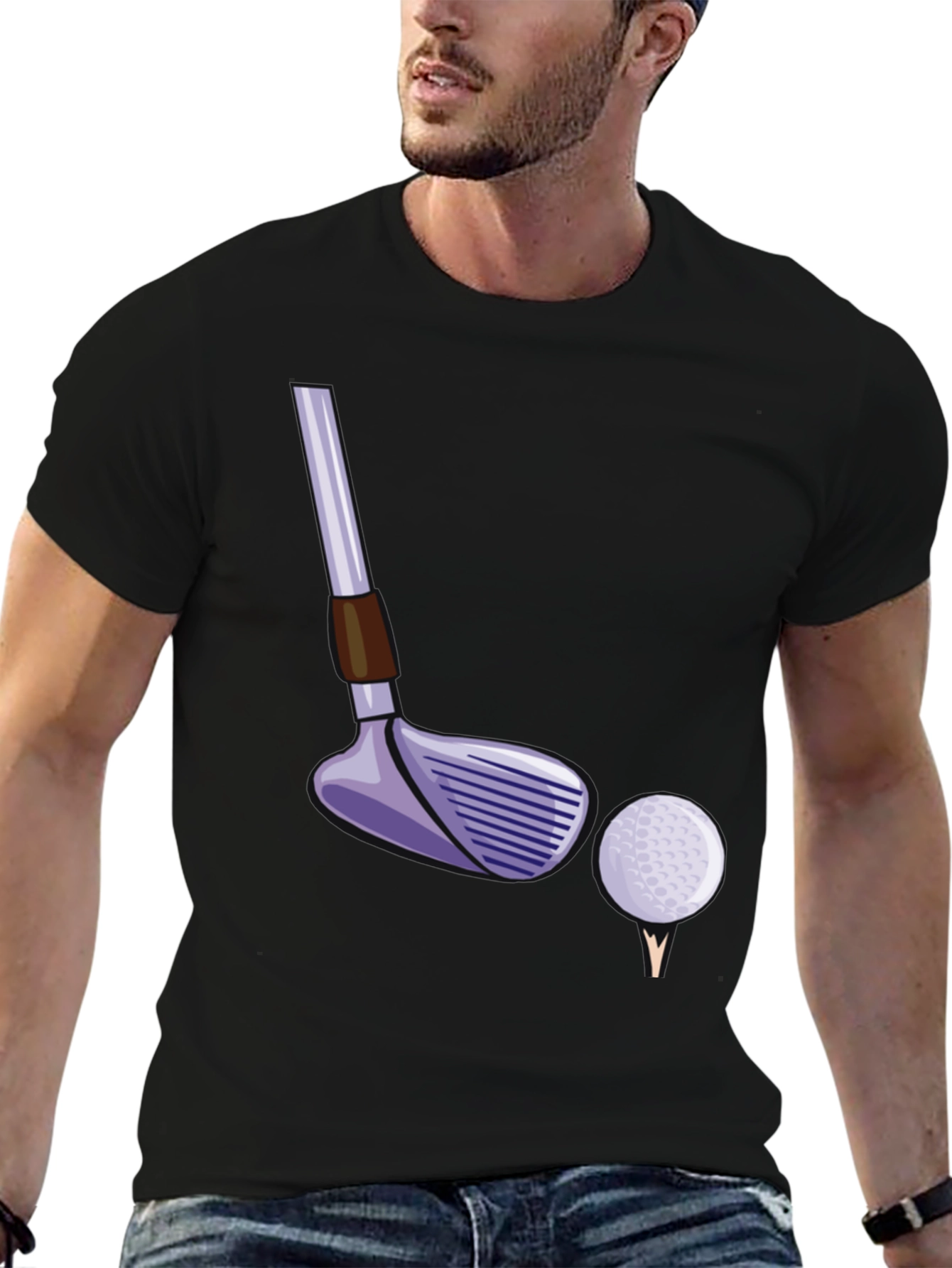 Black Golf Club and Ball T-Shirt - Black Tee view 6