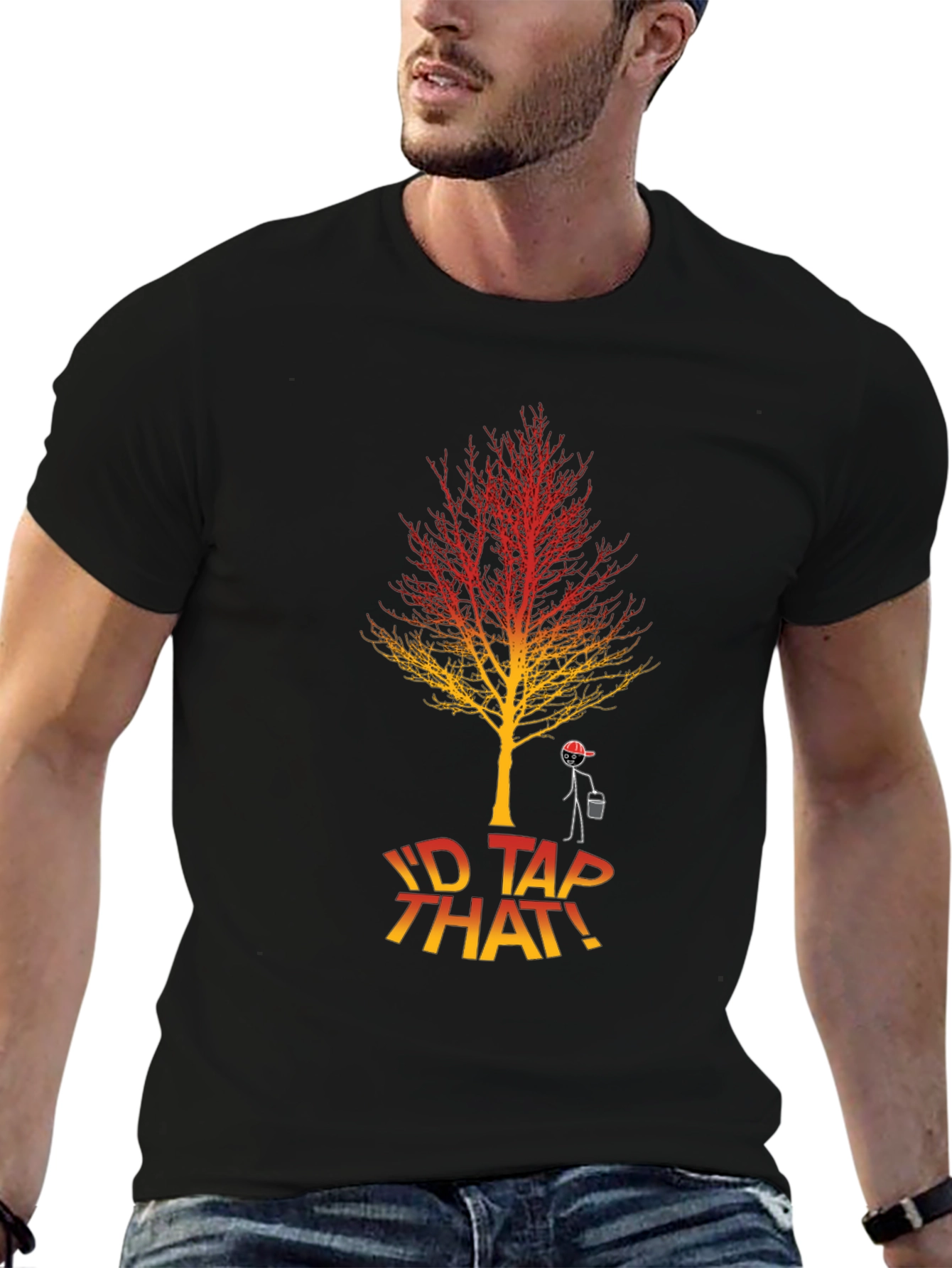 Black I'd Tap That Funny Maple Syrup Tree T-Shirt view 6