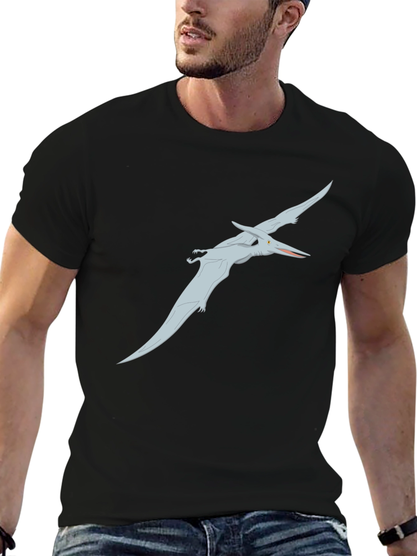 Black Pterodactyl Graphic Tee - Black Cotton Shirt view 6