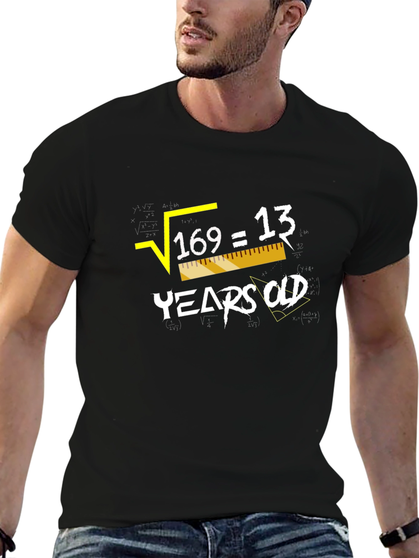 Black Square Root 169 = 13 Years Old Humor Graphic Tee view 6