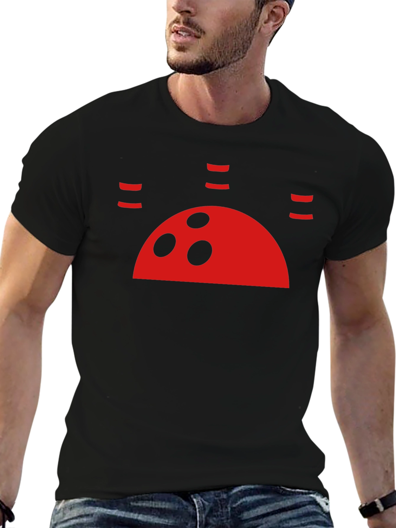Black Red Bowling Ball Graphic Black T-Shirt view 6