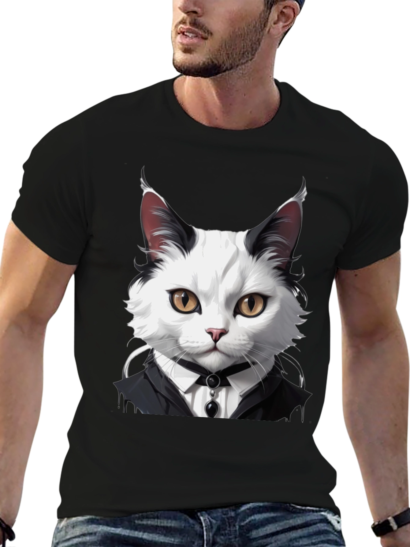 Black Cat Tuxedo T-Shirt - Cool Feline Fashion view 6