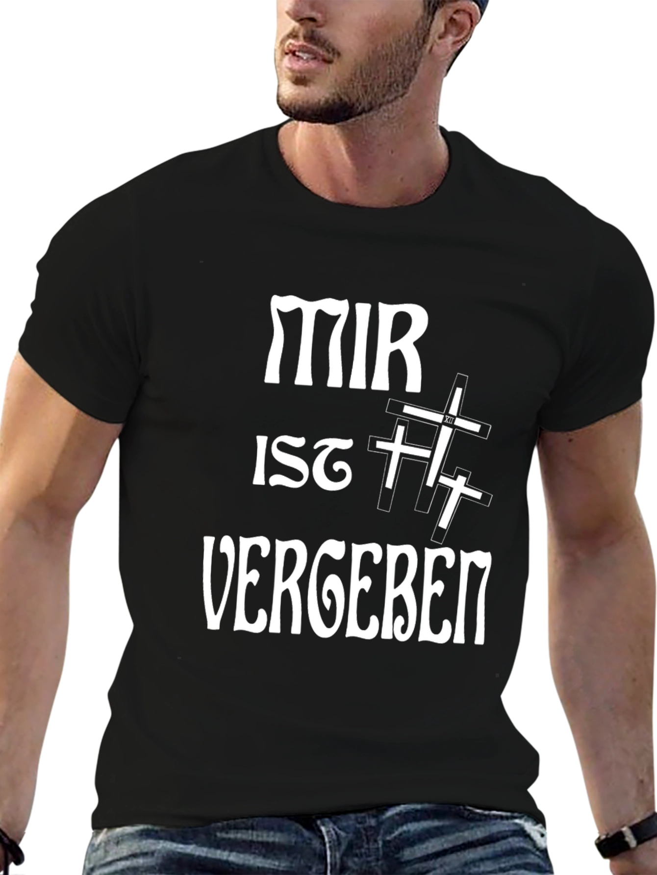 Black Mir Ist Vergeben Graphic Tee - Black Cotton Blend T-Shirt view 6