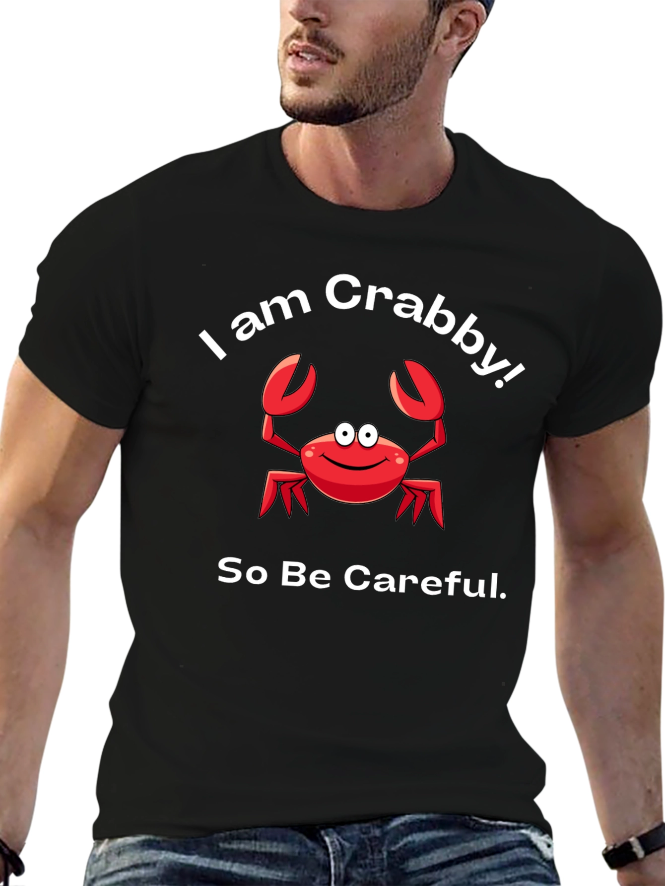 Black I am Crabby! Funny Crab T-Shirt view 6