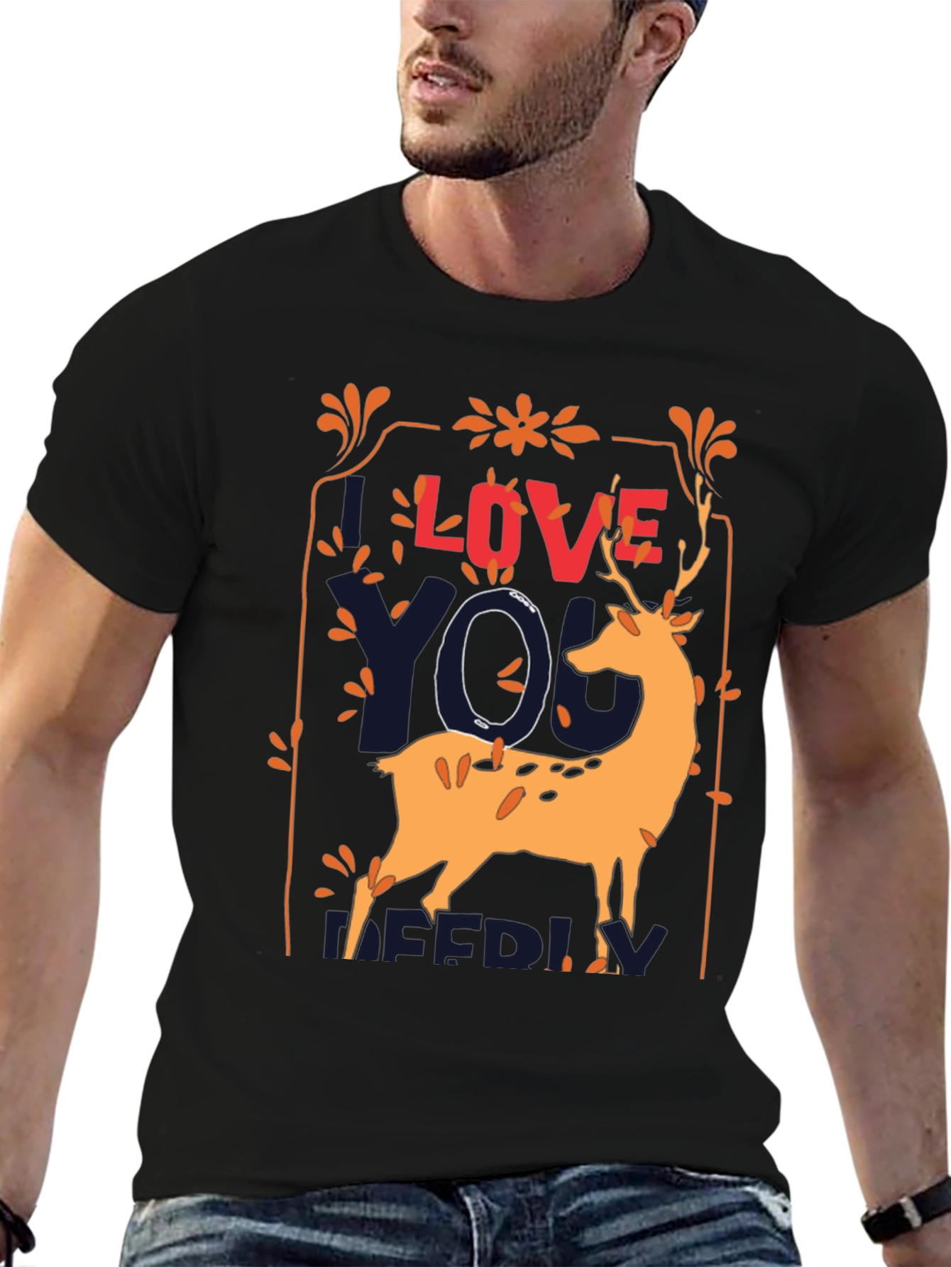 Black Love You Deerly Graphic Tee view 6