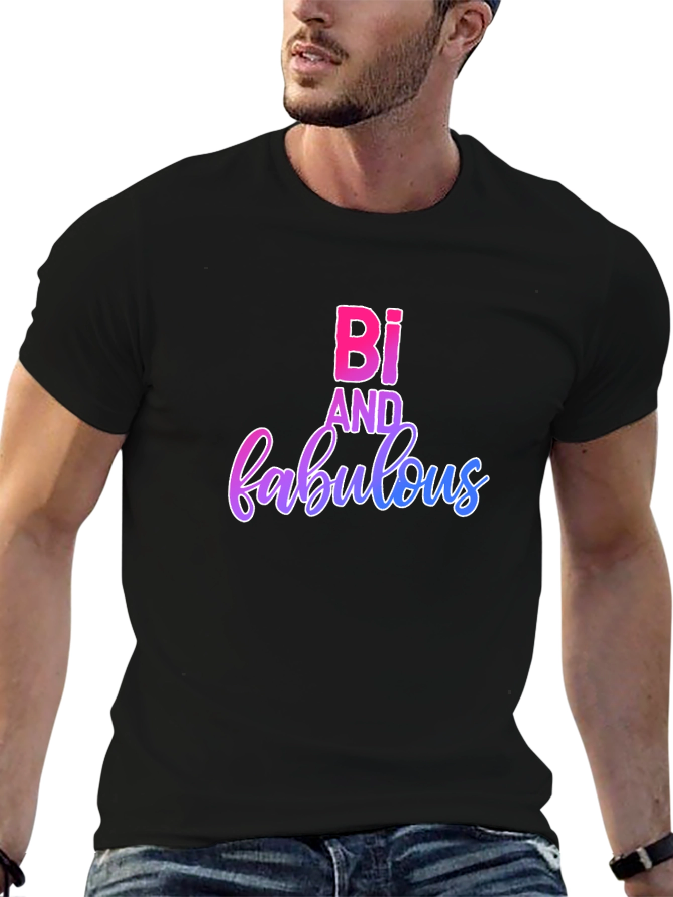 Black Bi and Fabulous Pride T-Shirt view 6