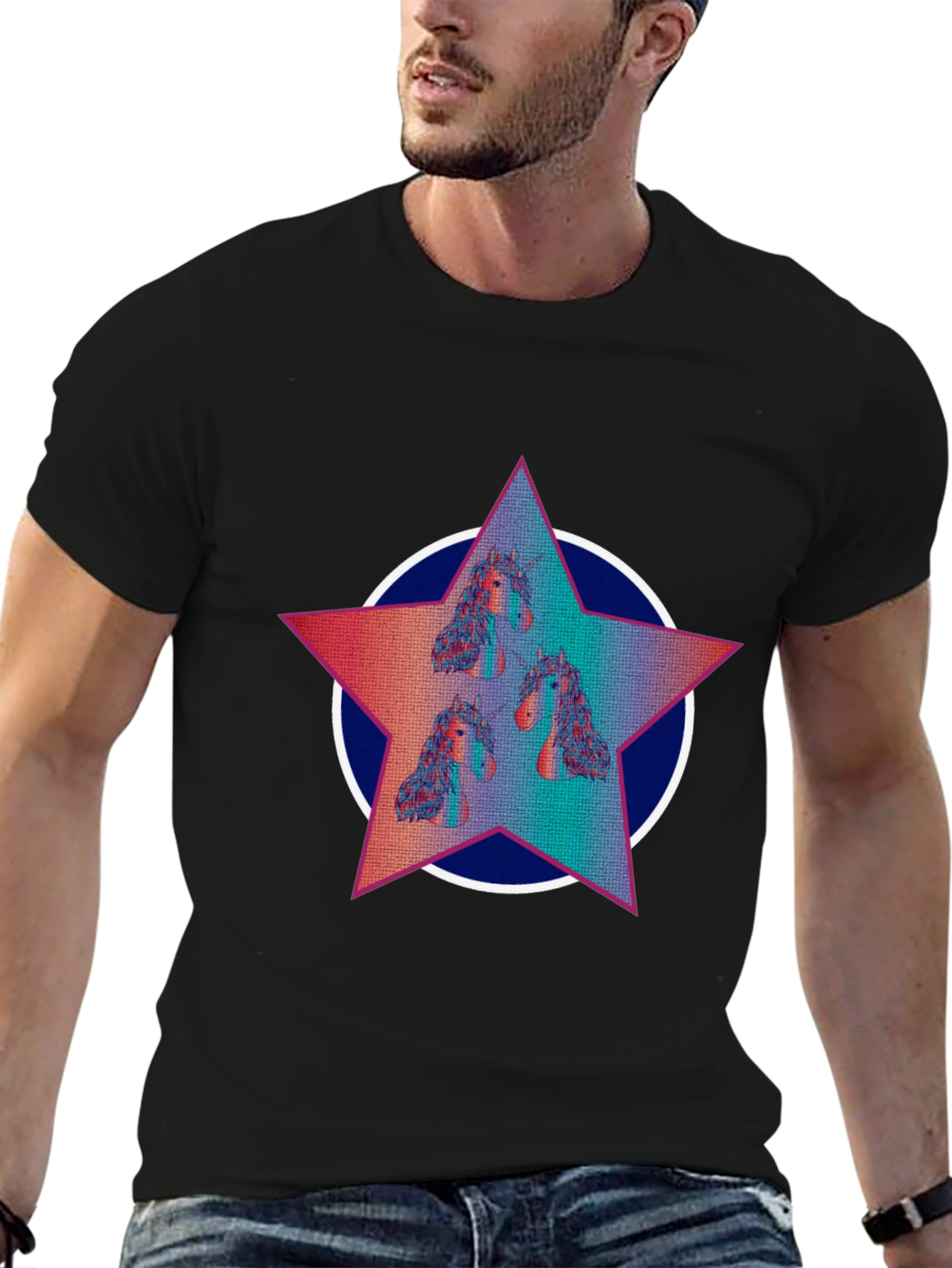 Black Unicorn Star Graphic Tee - Black view 6