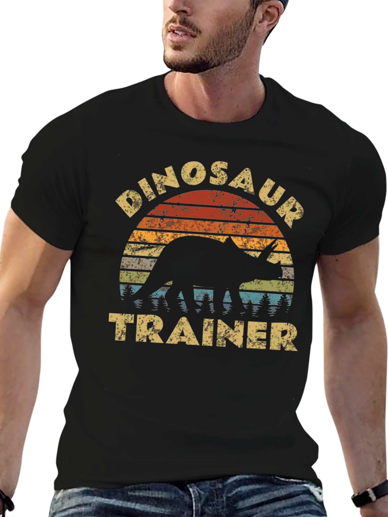 Black Dinosaur Trainer T-Shirt Retro Style view 6