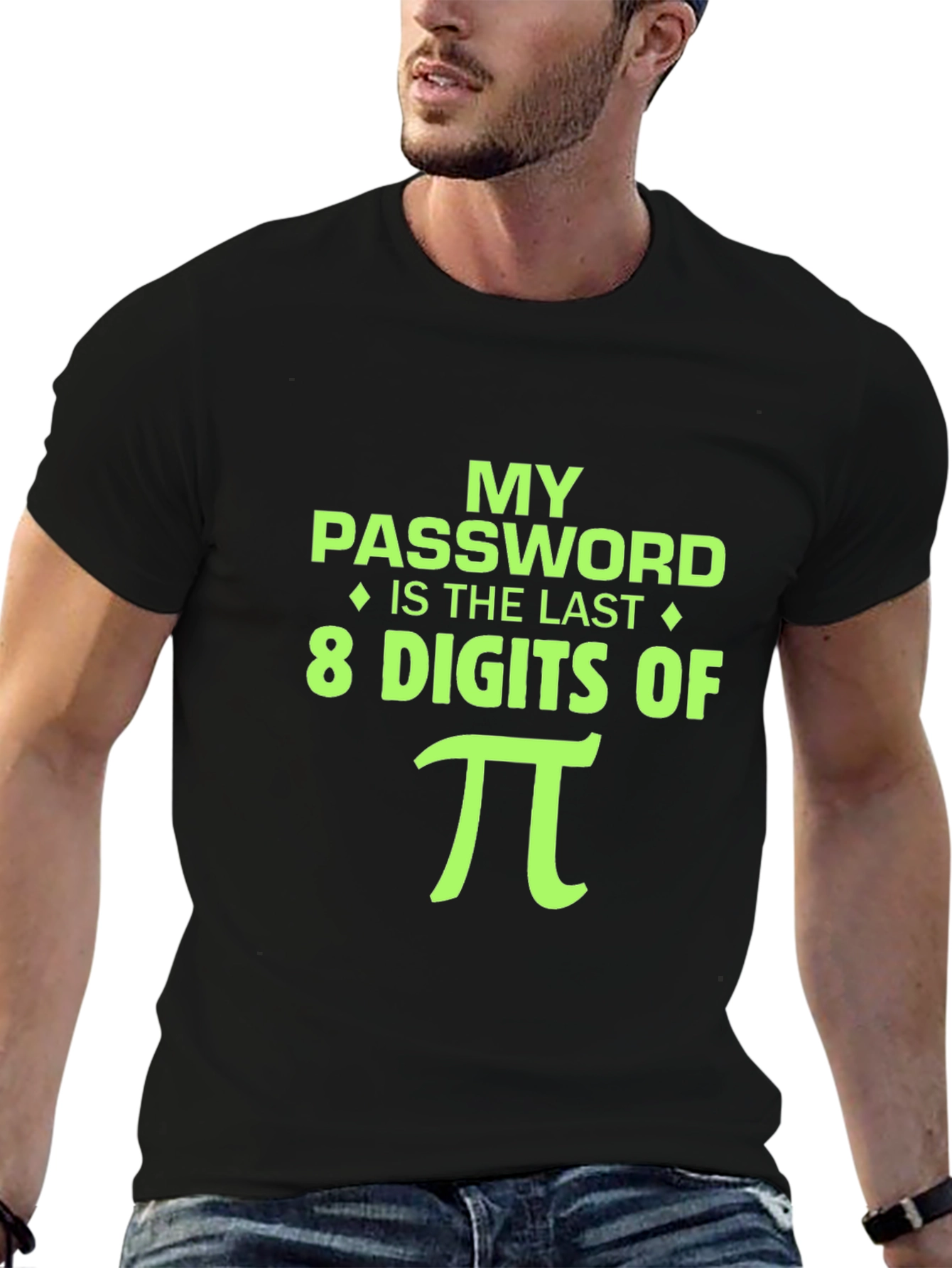 Black My Password is Pi Funny Math T-Shirt view 6