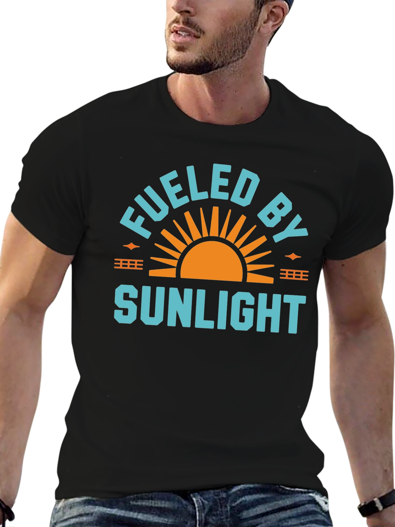 Black Fueled By Sunlight Graphic Tee - Black Casual Shirt view 6
