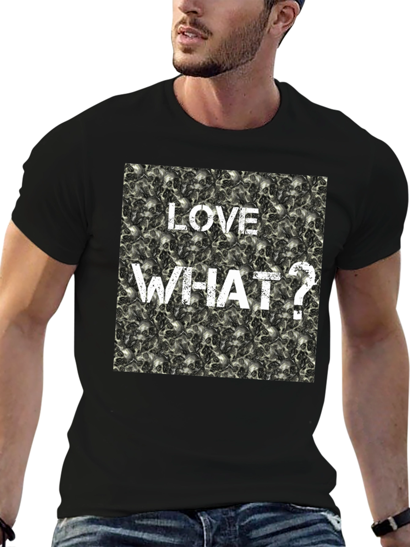 Black Love What? Skull Print Black T-Shirt view 6