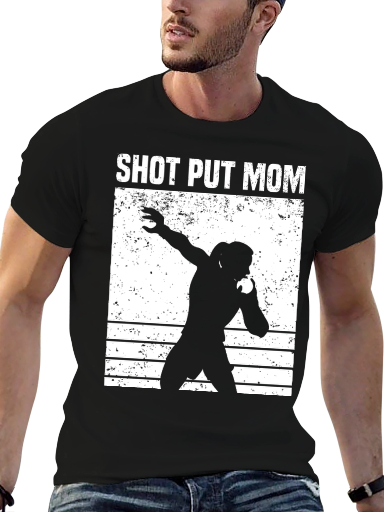 Black Shot Put Mom Black T-Shirt view 6