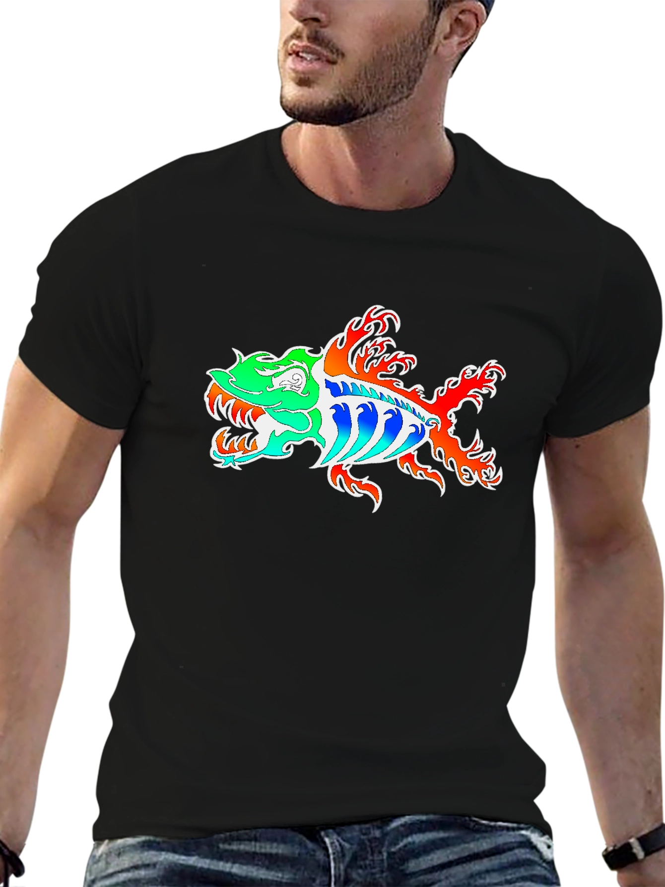 Black Fish Graphic Tee - Black Cotton Blend view 6