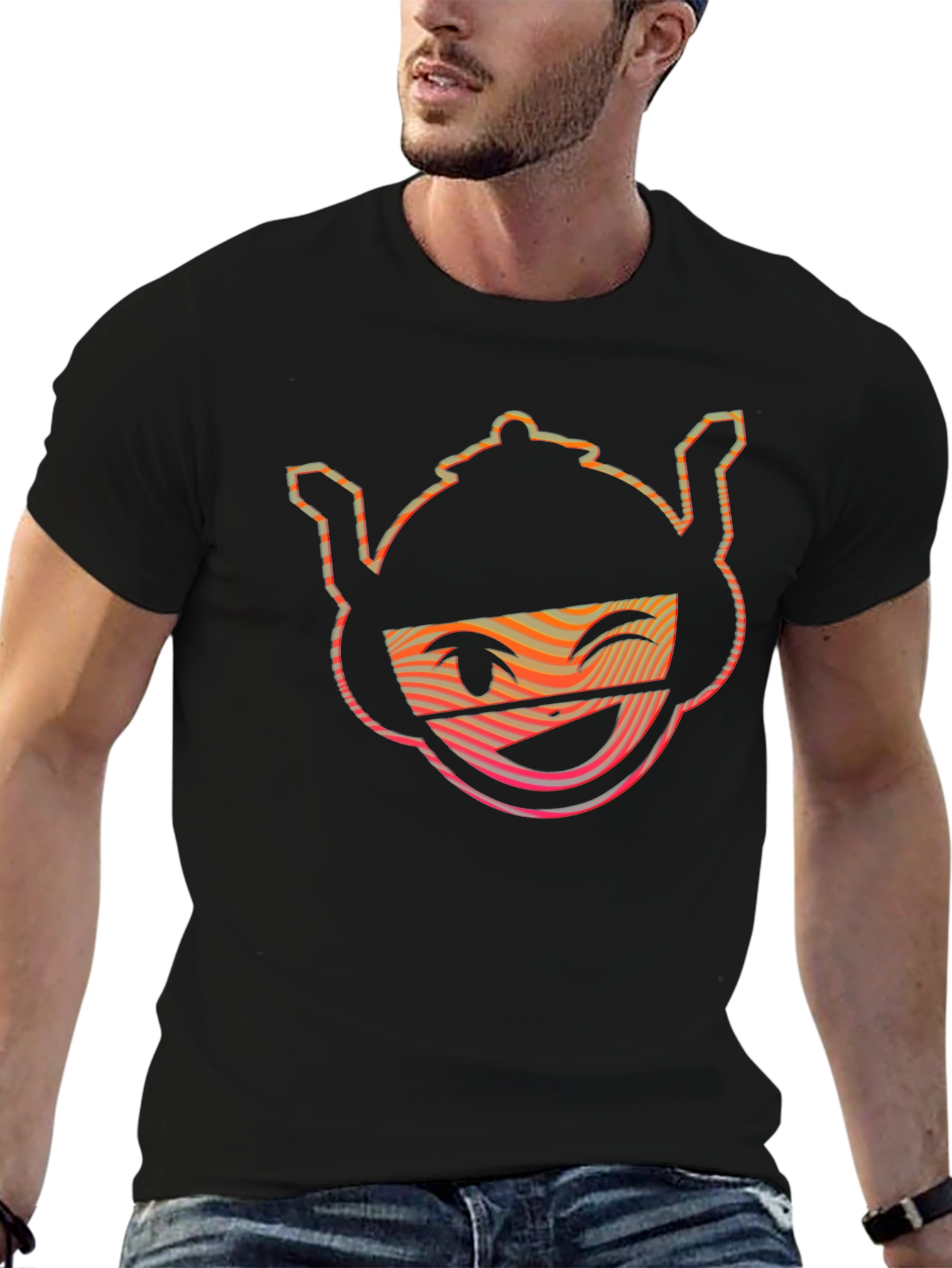 Black Funny Cartoon Graphic Black T-Shirt view 6