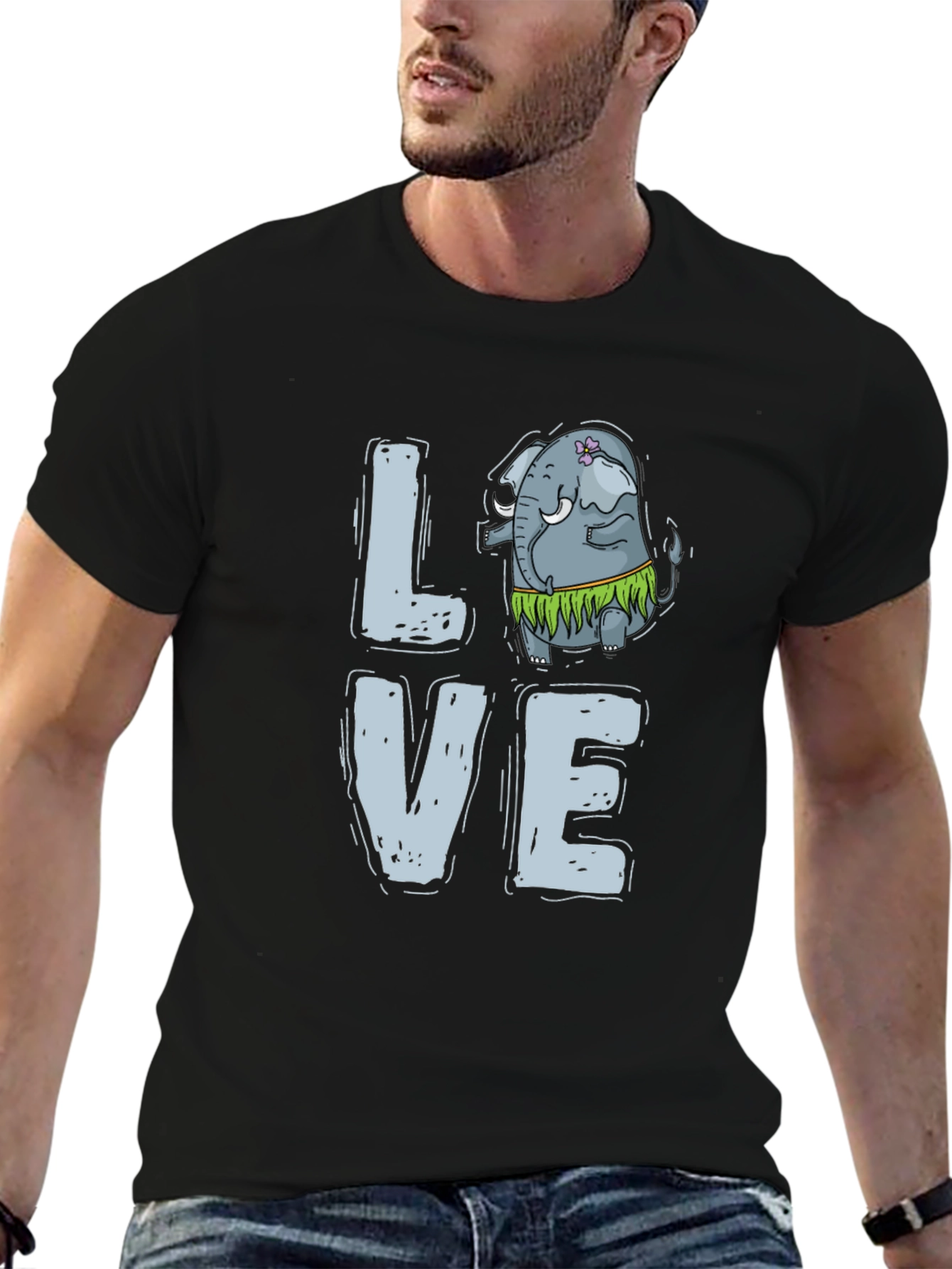 Black Love Elephant Hula Graphic Tee view 6