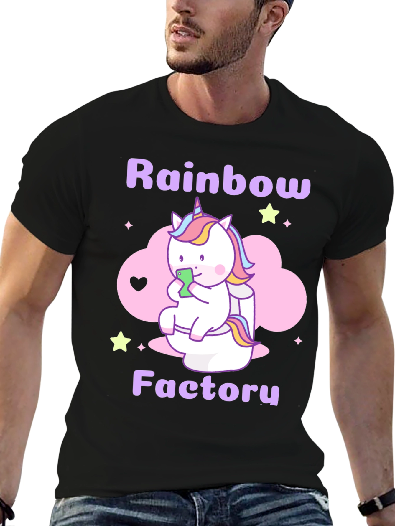 Black Rainbow Factory Unicorn T-Shirt view 6