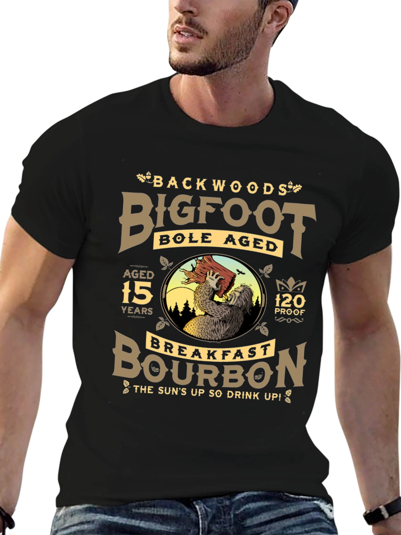 Black Backwoods Bigfoot Bourbon Black T-Shirt view 6