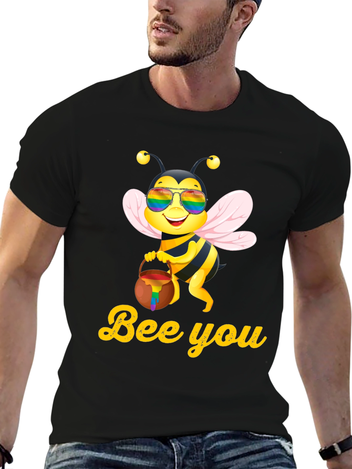 Black Bee You Pride T-Shirt - LGBTQ+ Support view 6
