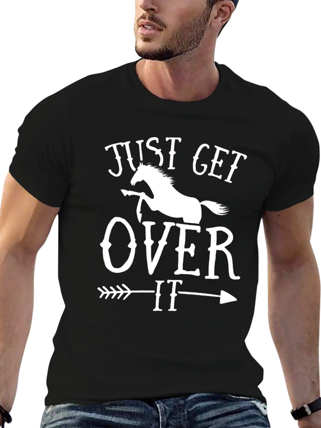 Black Just Get Over It Horse T-Shirt - Black view 6